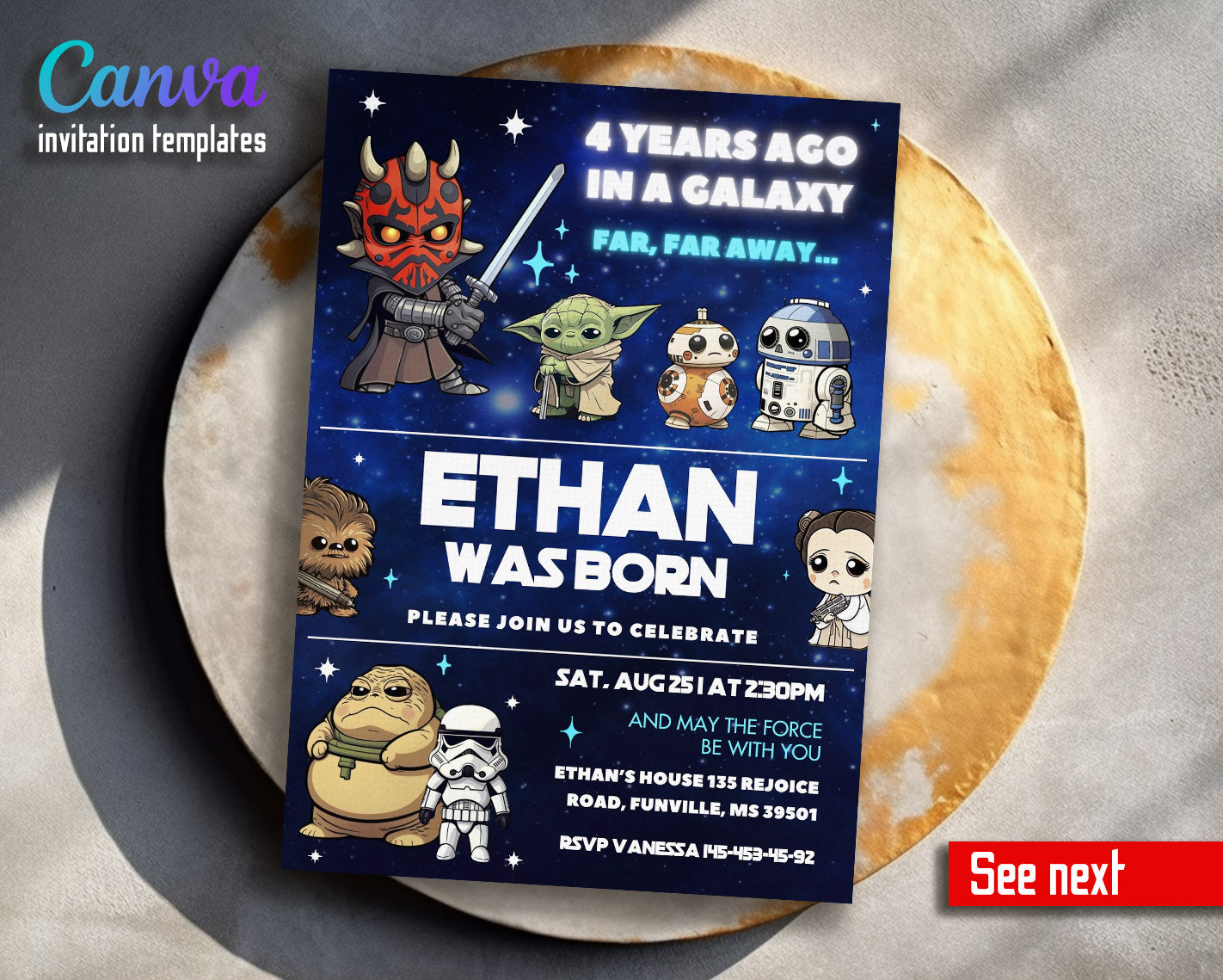 Star Wars Darth Vader customizable invitation template | Share or Print | boy | ZQ085