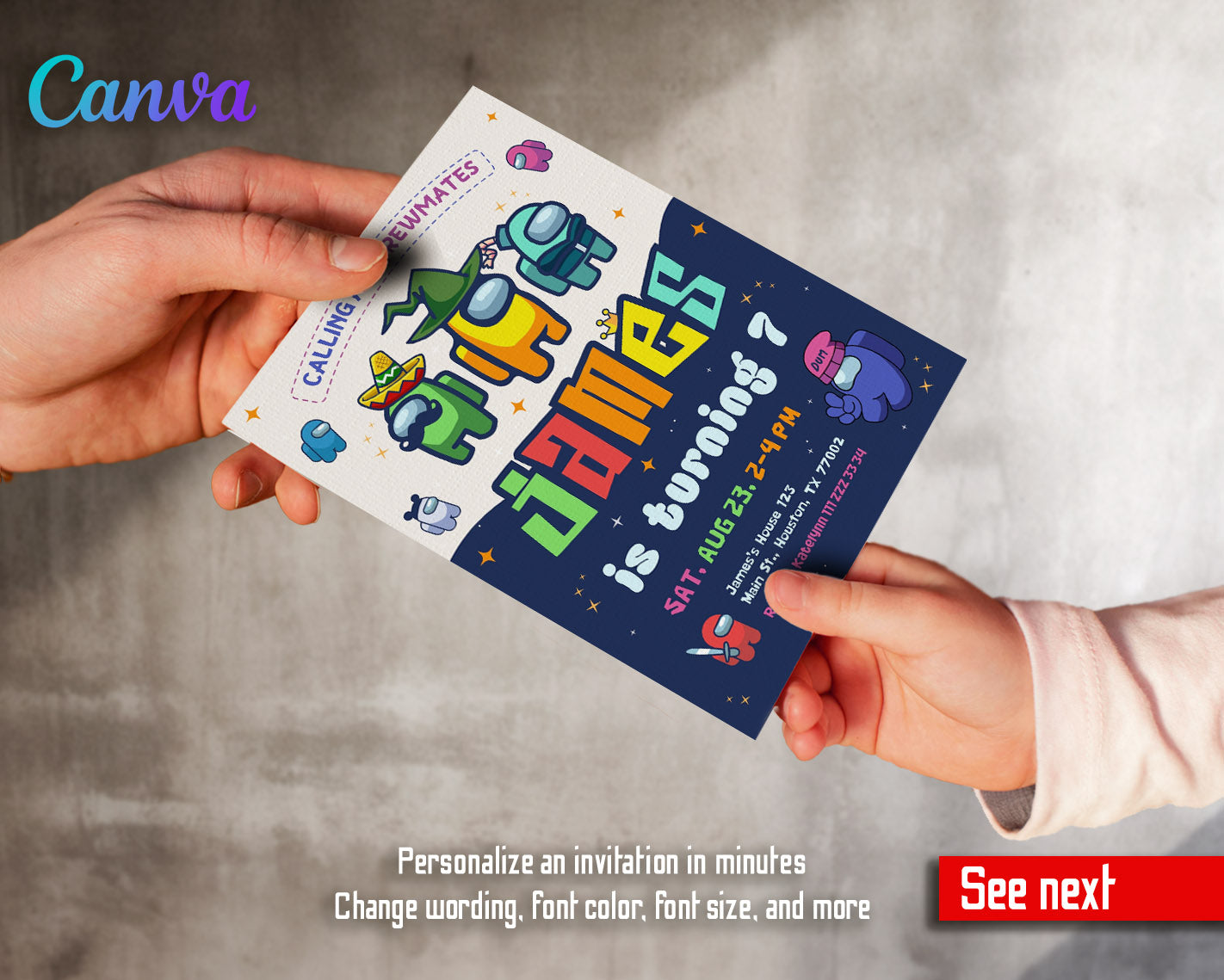 Among Us Gamer customizable invitation template | Share or Print | | KY178
