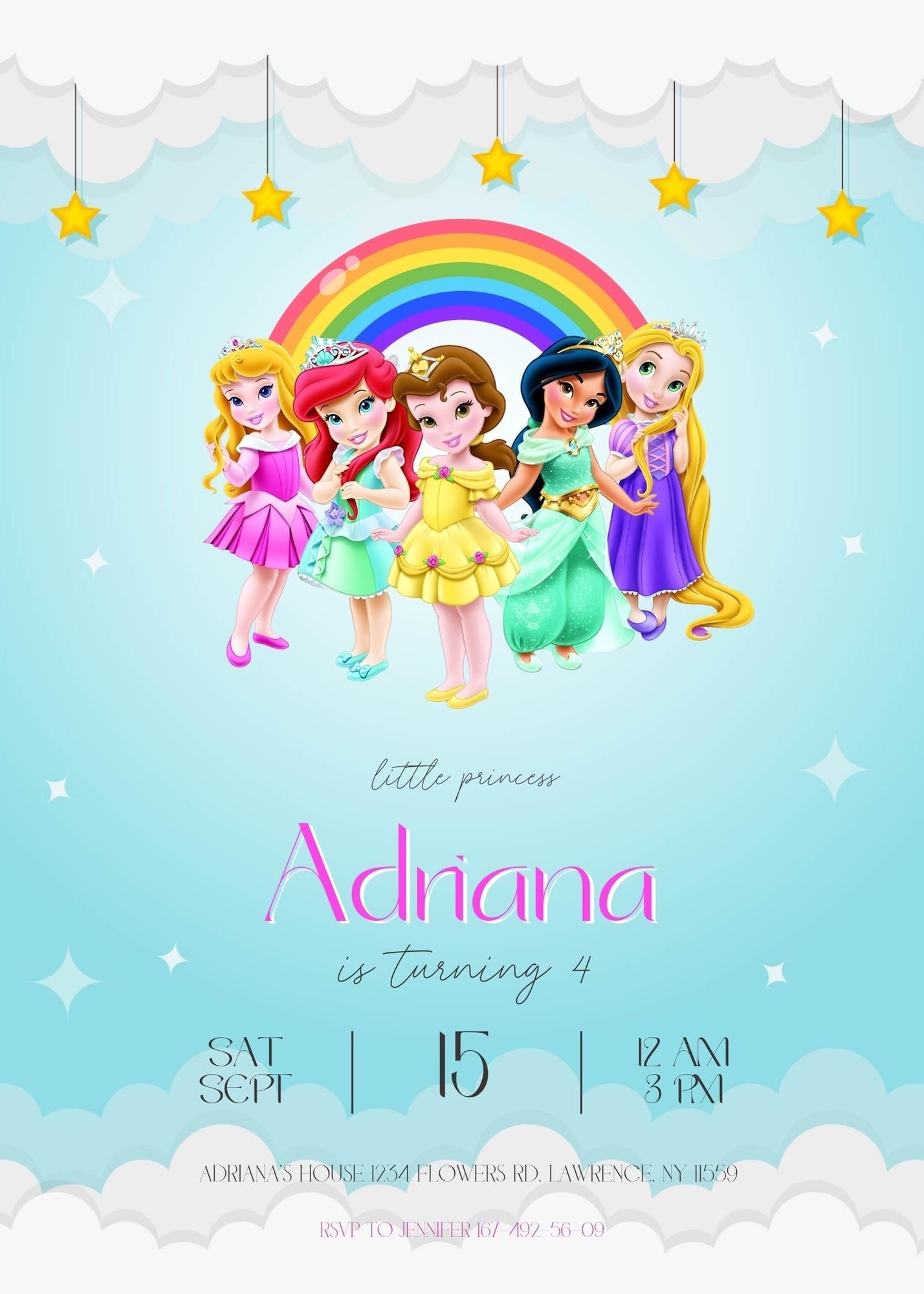 Disney Princess customizable invitation template | Share or Print | girl | ND861