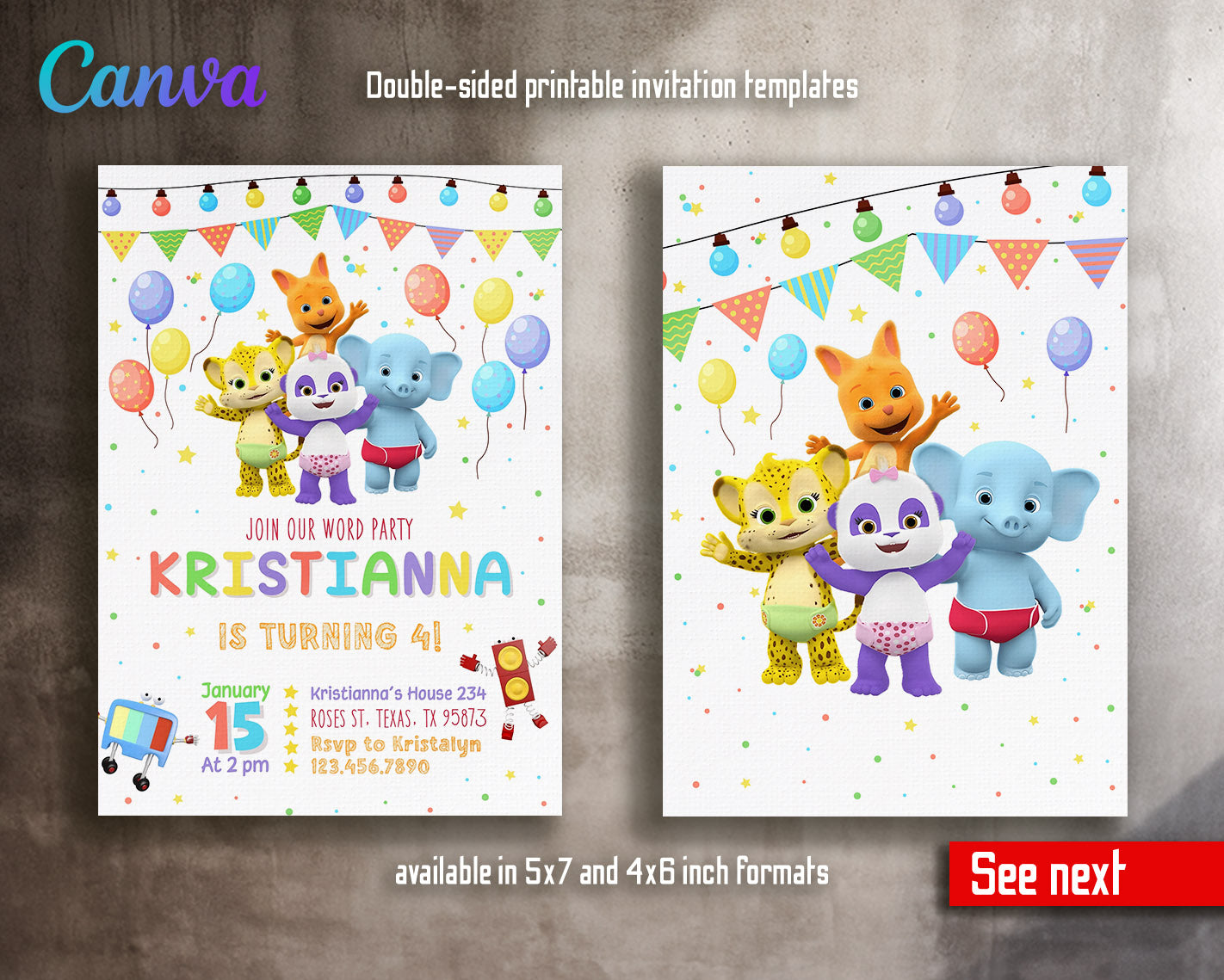 Word Party customizable invitation template | Share or Print | | IM216
