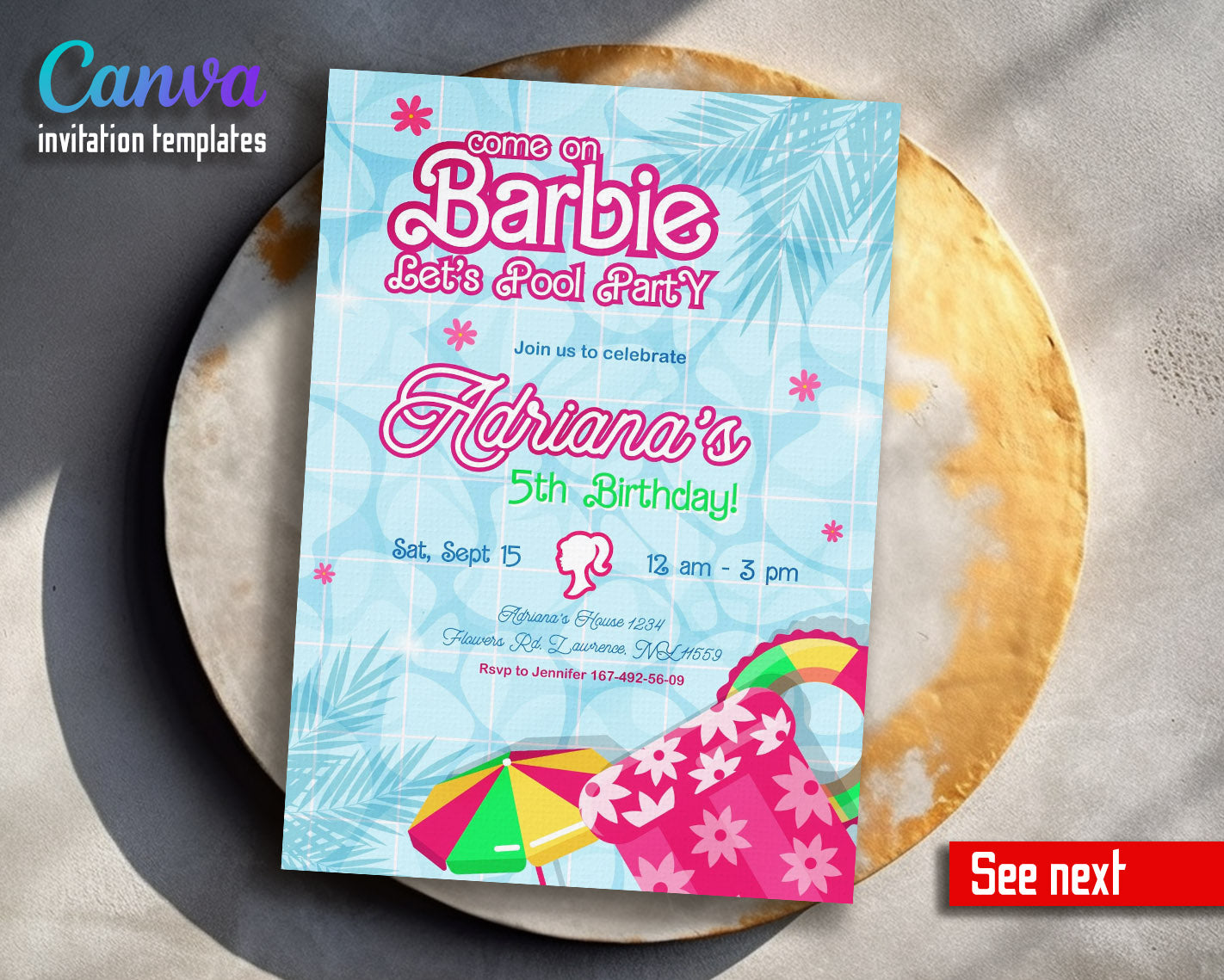 Barbie Pink customizable invitation template | Share or Print | girl | CF488