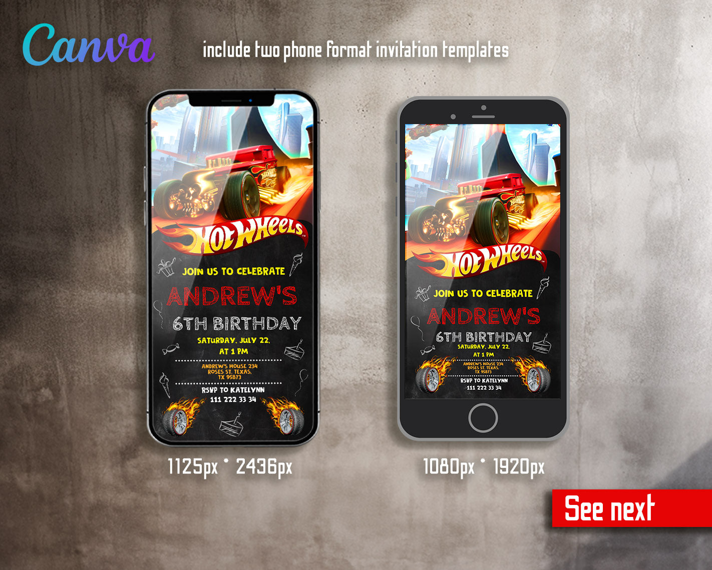 Hot Wheels Racing customizable invitation template | Share or Print | boy | AN624