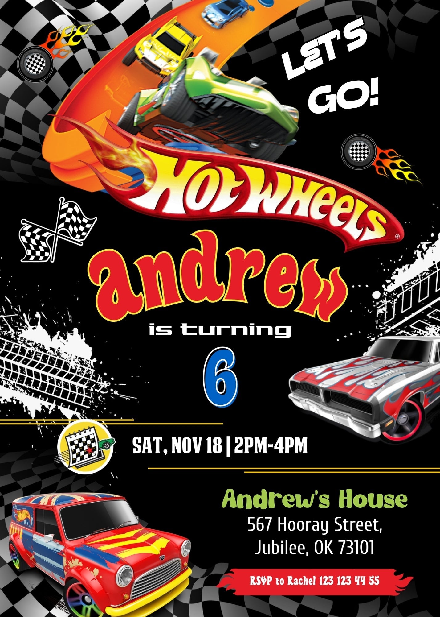 Hot Wheels Racing customizable invitation template | Share or Print | boy | XP979