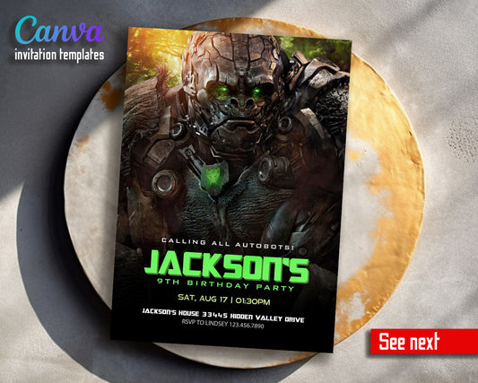 Transformers Rescue Bots  customizable invitation template | Share or Print | boy | BA447