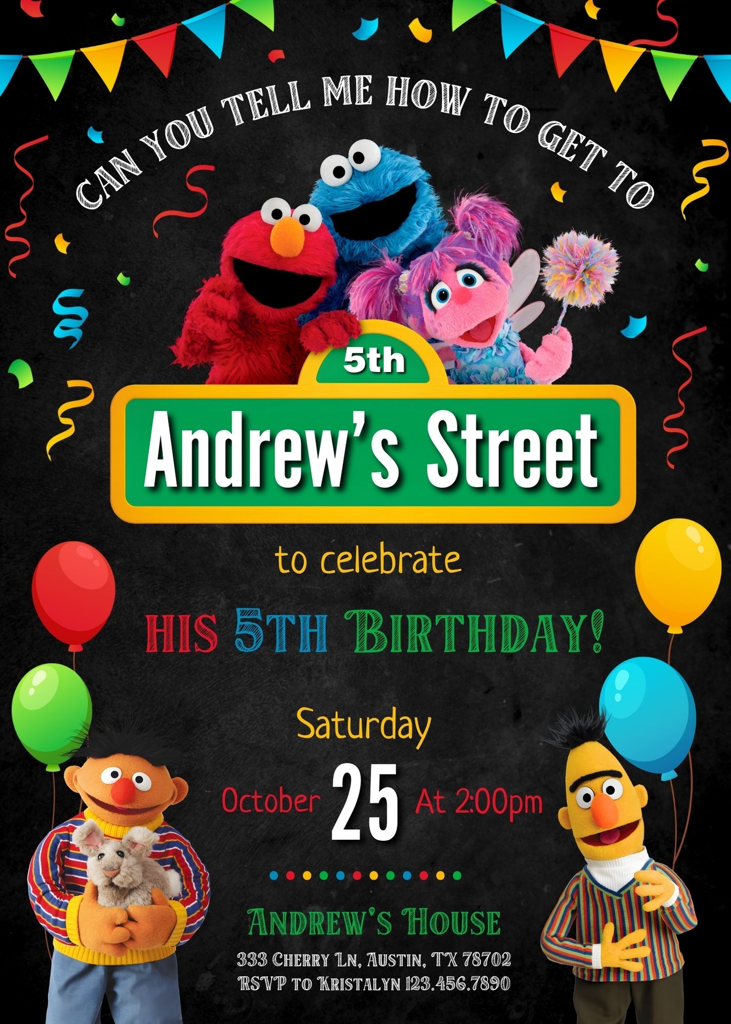Sesame Street customizable invitation template | Share or Print | | WB421