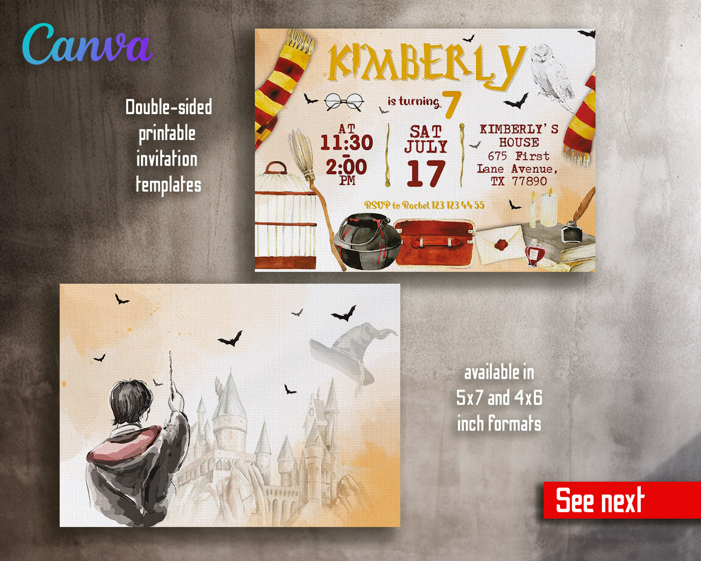 Harry Potter customizable invitation template | Share or Print | | KW158