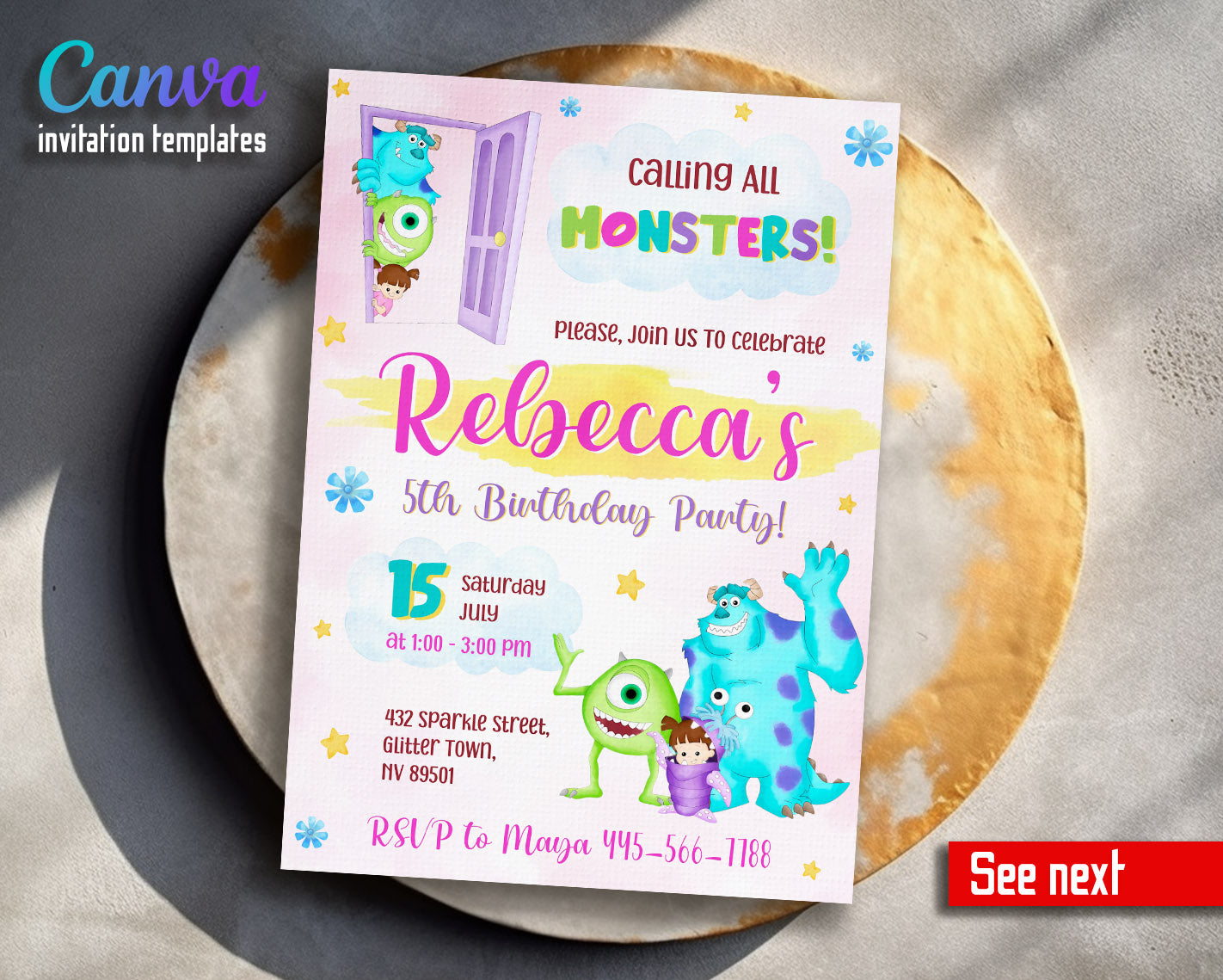 monsters inc birthday invitations Monsters, Inc. customizable invitation template