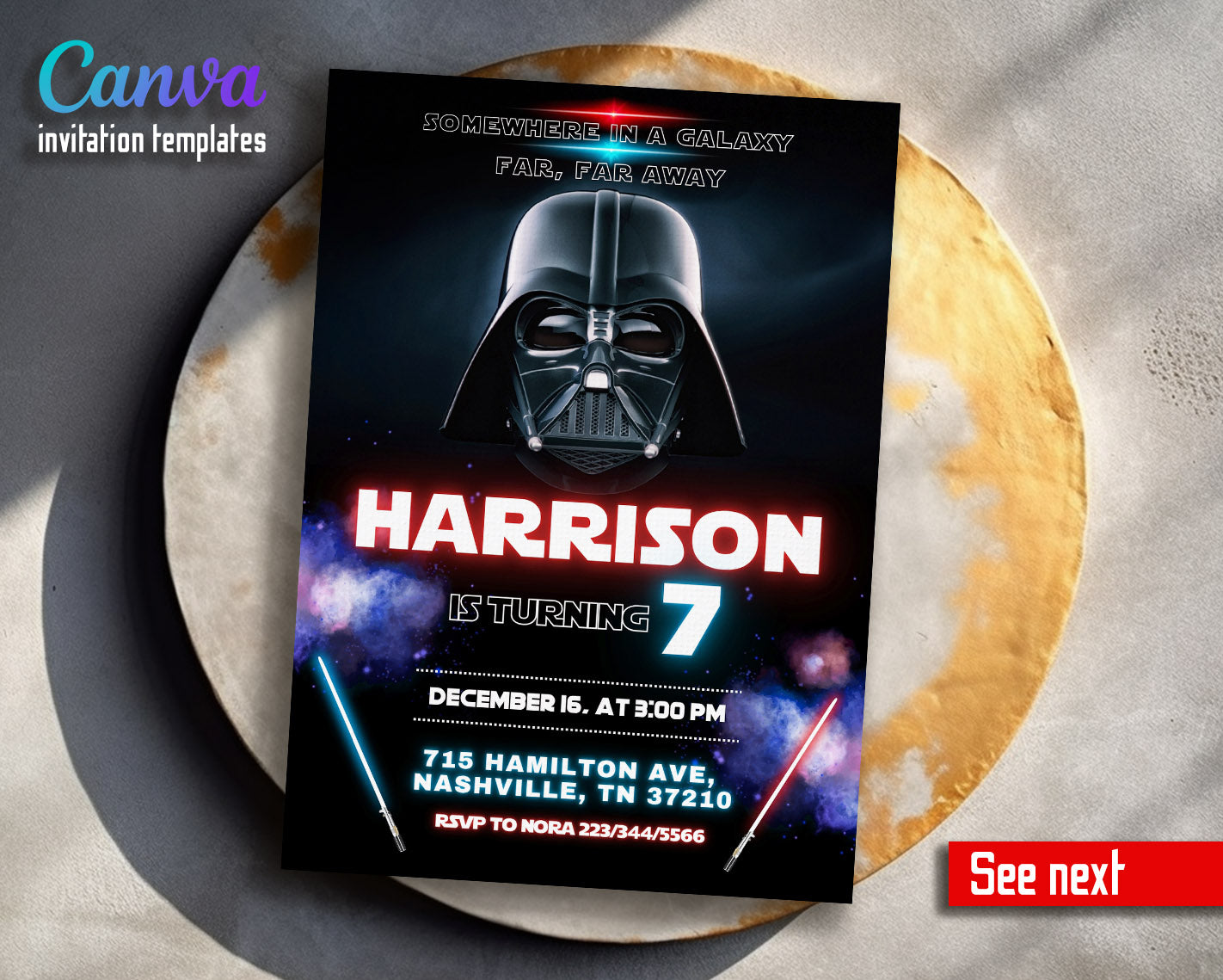Star Wars Darth Vader customizable invitation template | Share or Print | boy | YL721