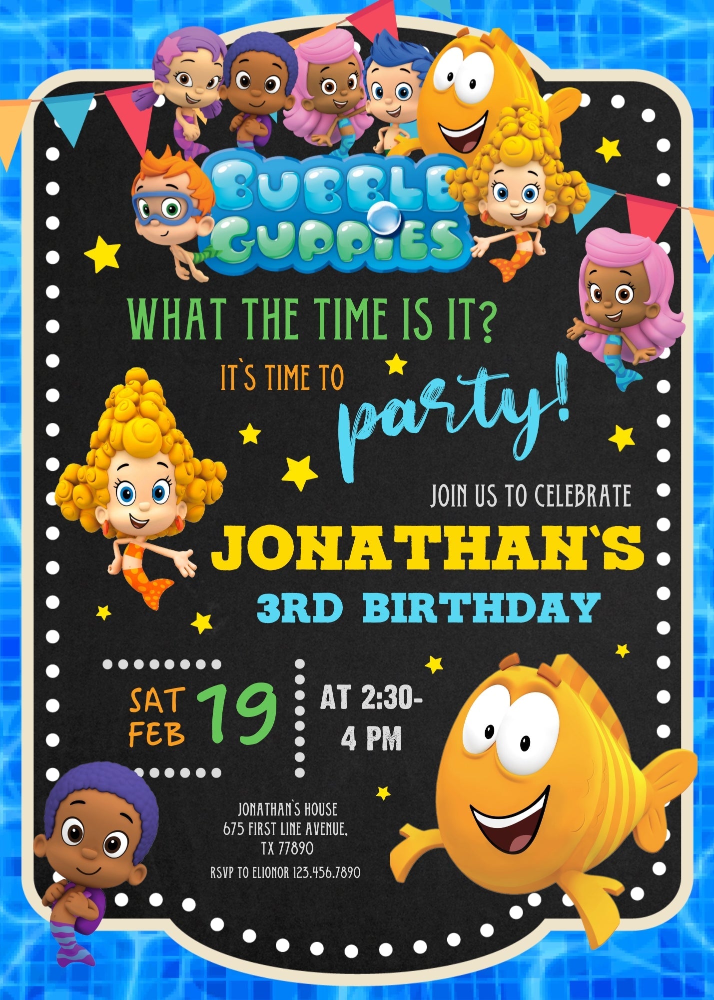 Bubble Guppies customizable invitation template | Share or Print | | IG784