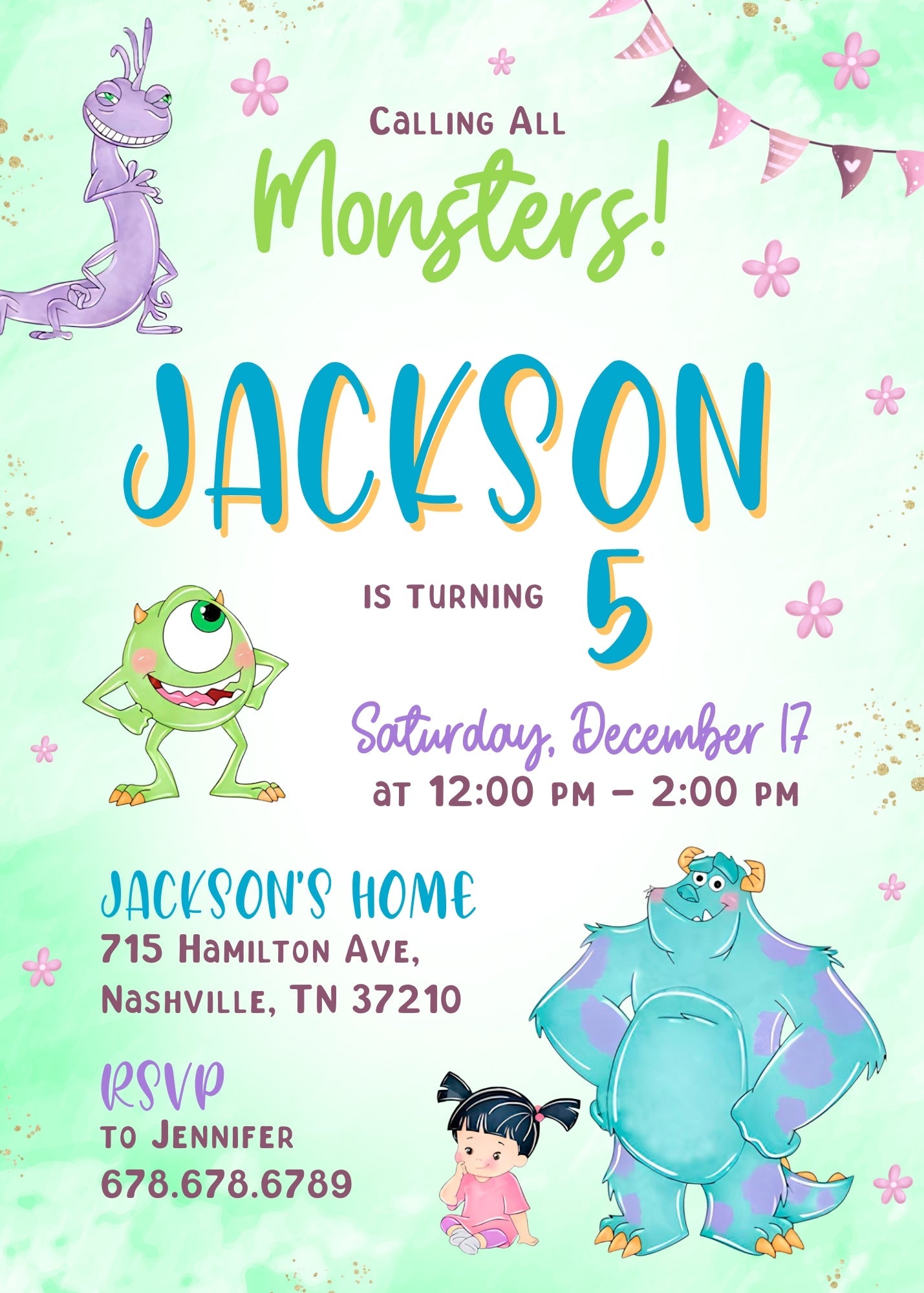 Monsters, Inc. customizable invitation template | Share or Print | | OQ796