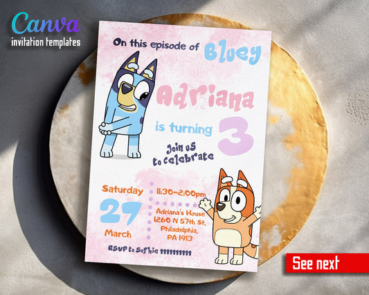 Bluey Bingo customizable invitation template | Share or Print |  | MY476