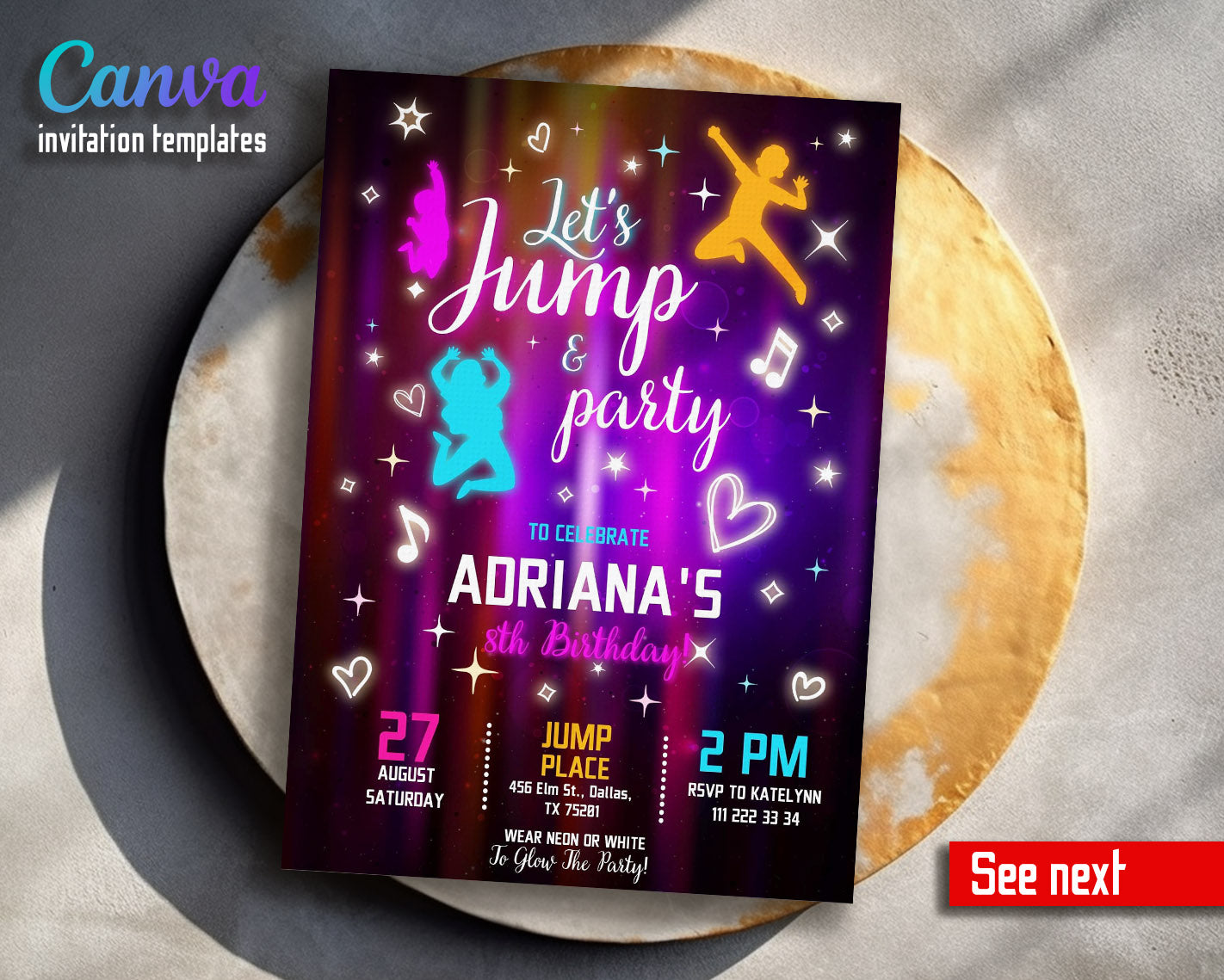 Trampoline Jump Party  customizable invitation template | Share or Print |  | WR112