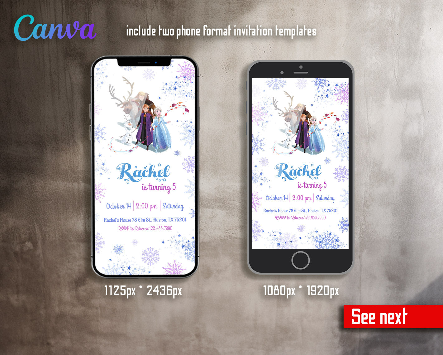 Frozen Elsa customizable invitation template | Share or Print | girl | QS151