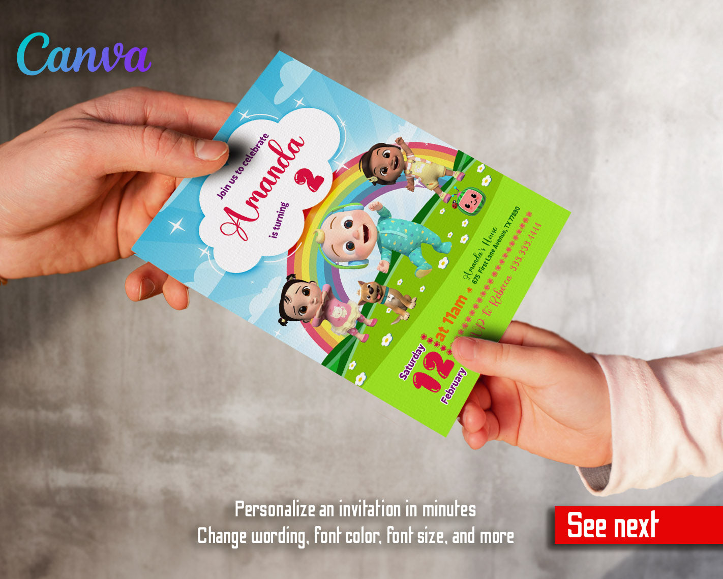 Cocomelon customizable invitation template | Share or Print | | JL889