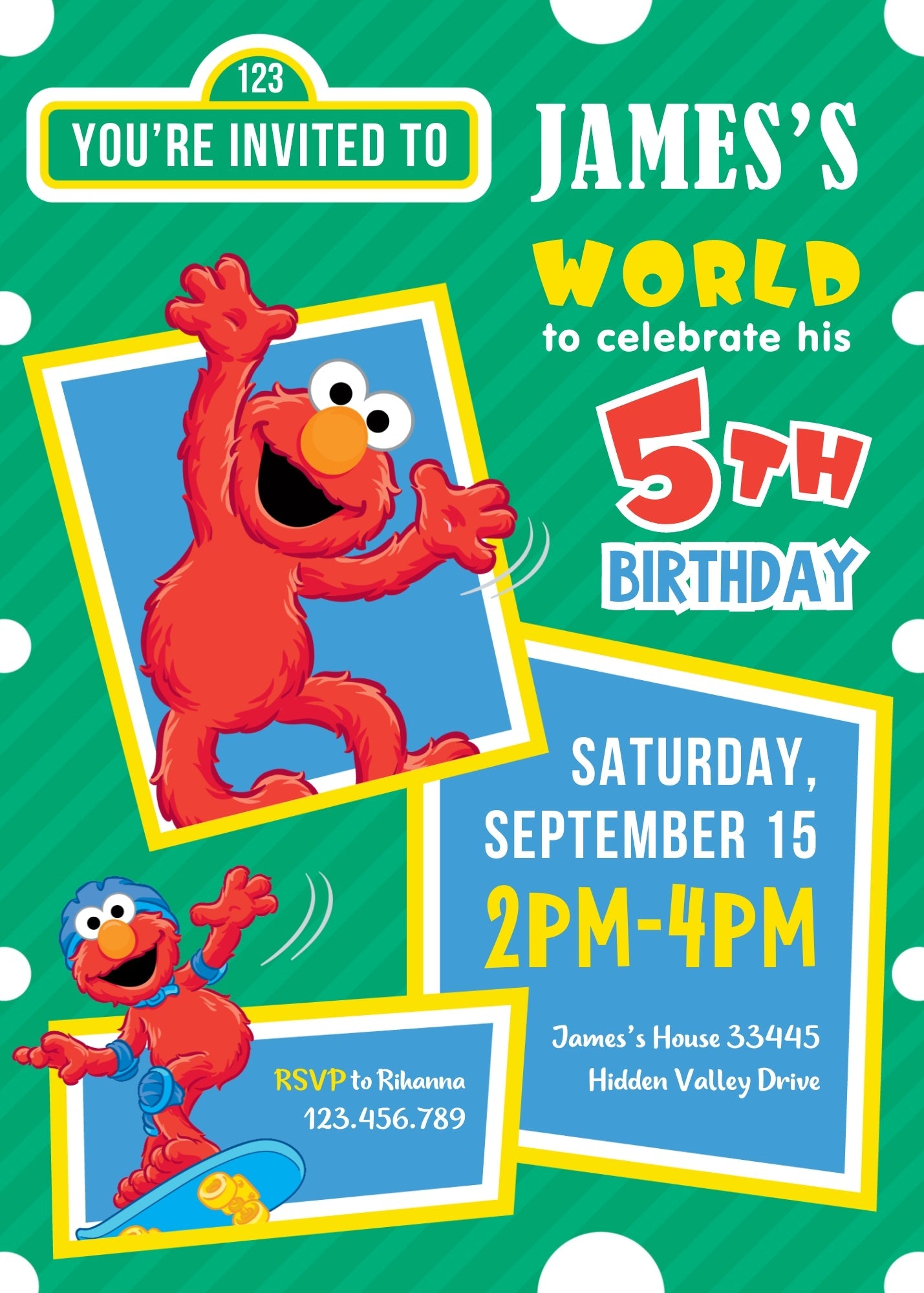 Sesame Street Elmo customizable invitation template | Share or Print | | GJ706