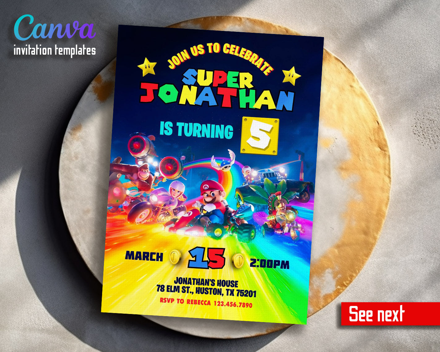 Super Mario Bros customizable invitation template | Share or Print | | UQ473