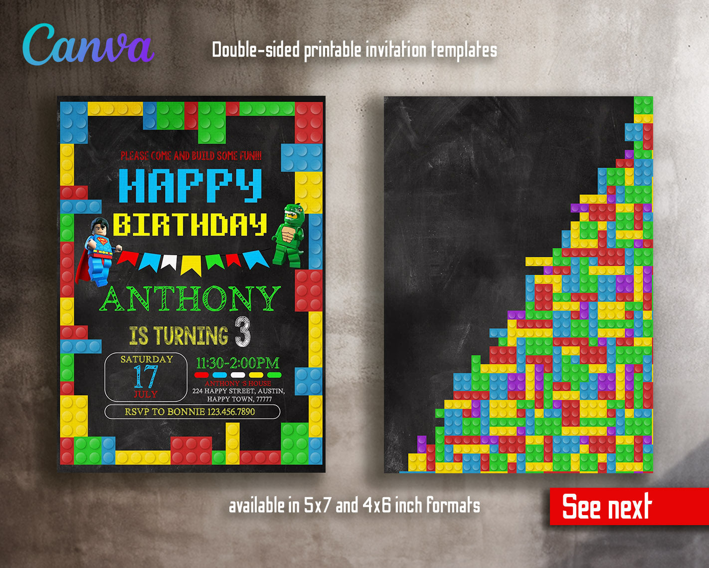 Lego Minifigures customizable invitation template | Share or Print | | WP747