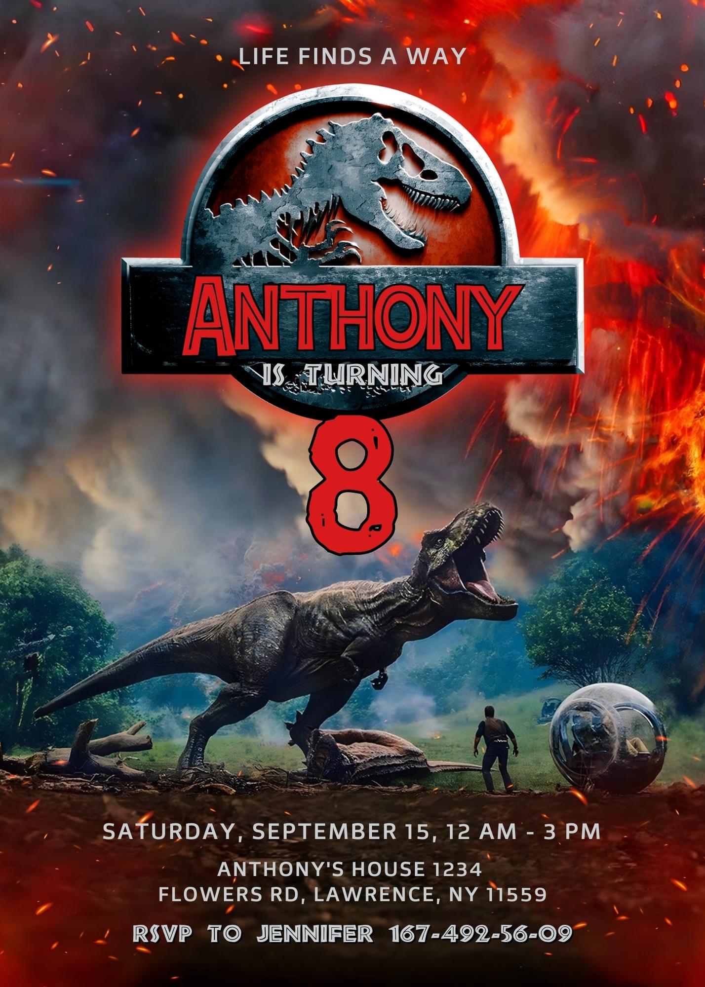 Jurassic World Dinosaur customizable invitation template | Share or Print | | OD106