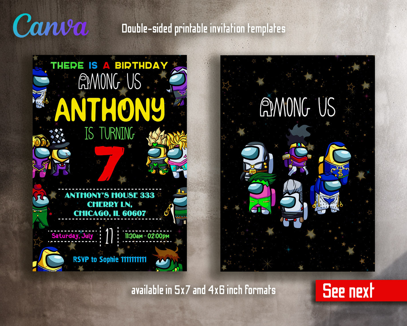 Among Us Gamer customizable invitation template | Share or Print | | SS707