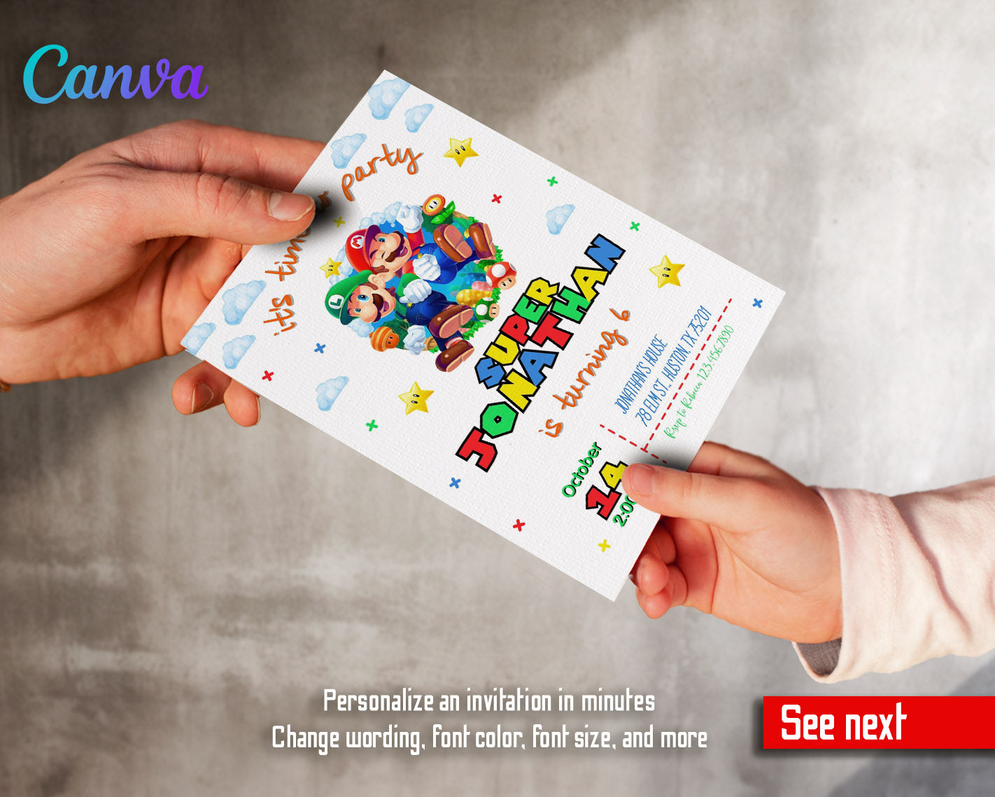 Super Mario Bros customizable invitation template | Share or Print | | LC295