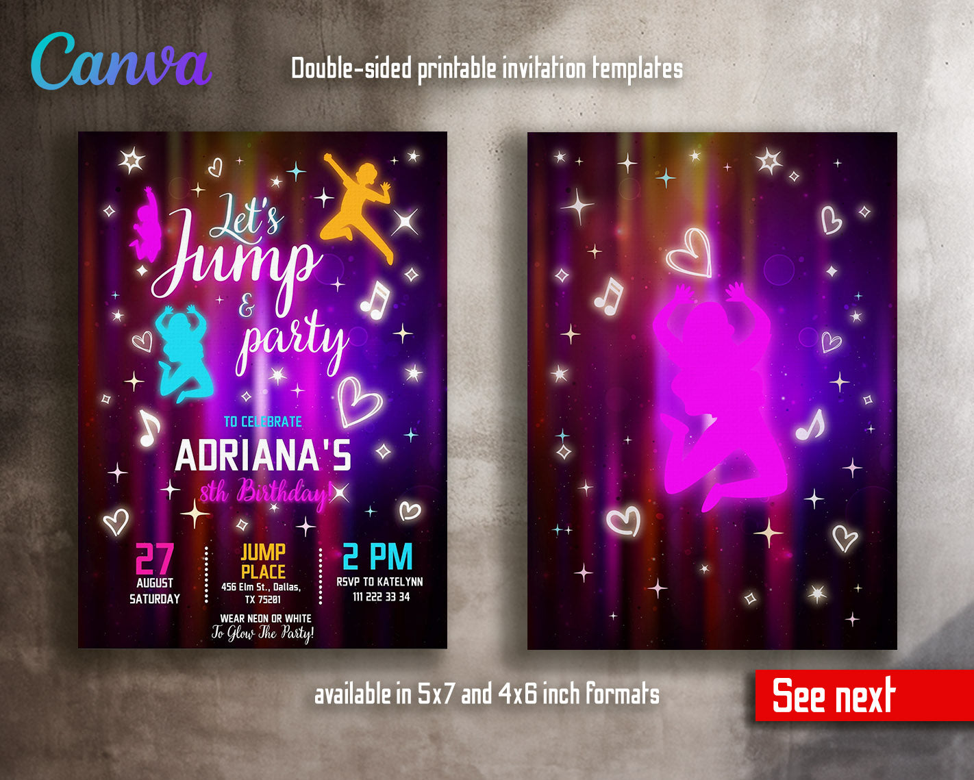 Trampoline Jump Party  customizable invitation template | Share or Print |  | WR112