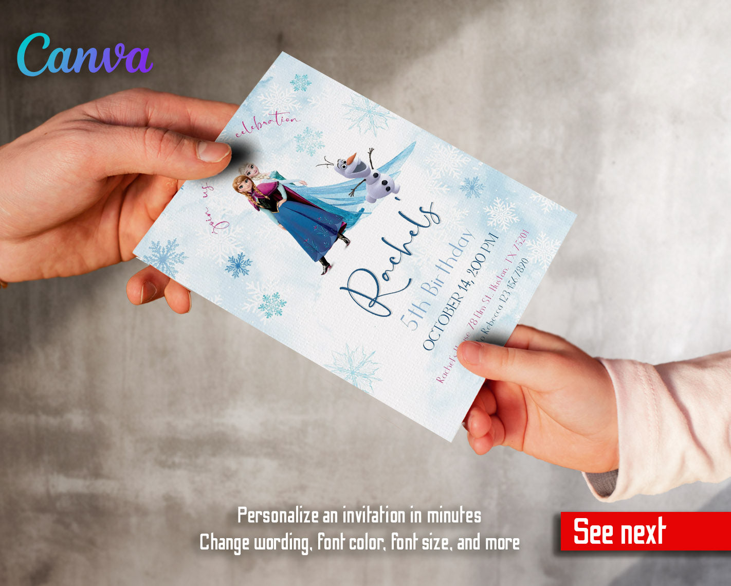 Frozen Elsa customizable invitation template | Share or Print | girl | CZ282
