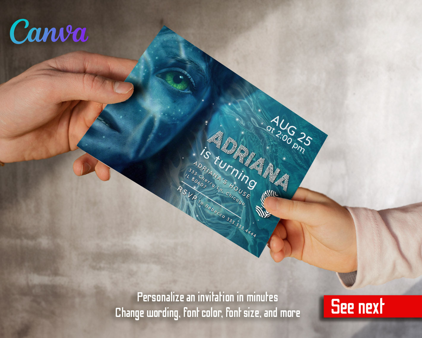 Avatar The Way of Water customizable invitation template | Share or Print | | LL844