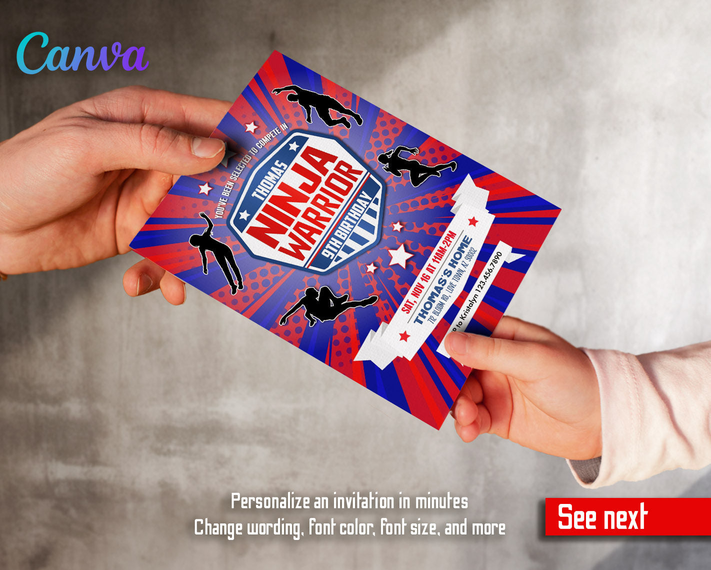 American Ninja Warrior customizable invitation template | Share or Print | | AT241