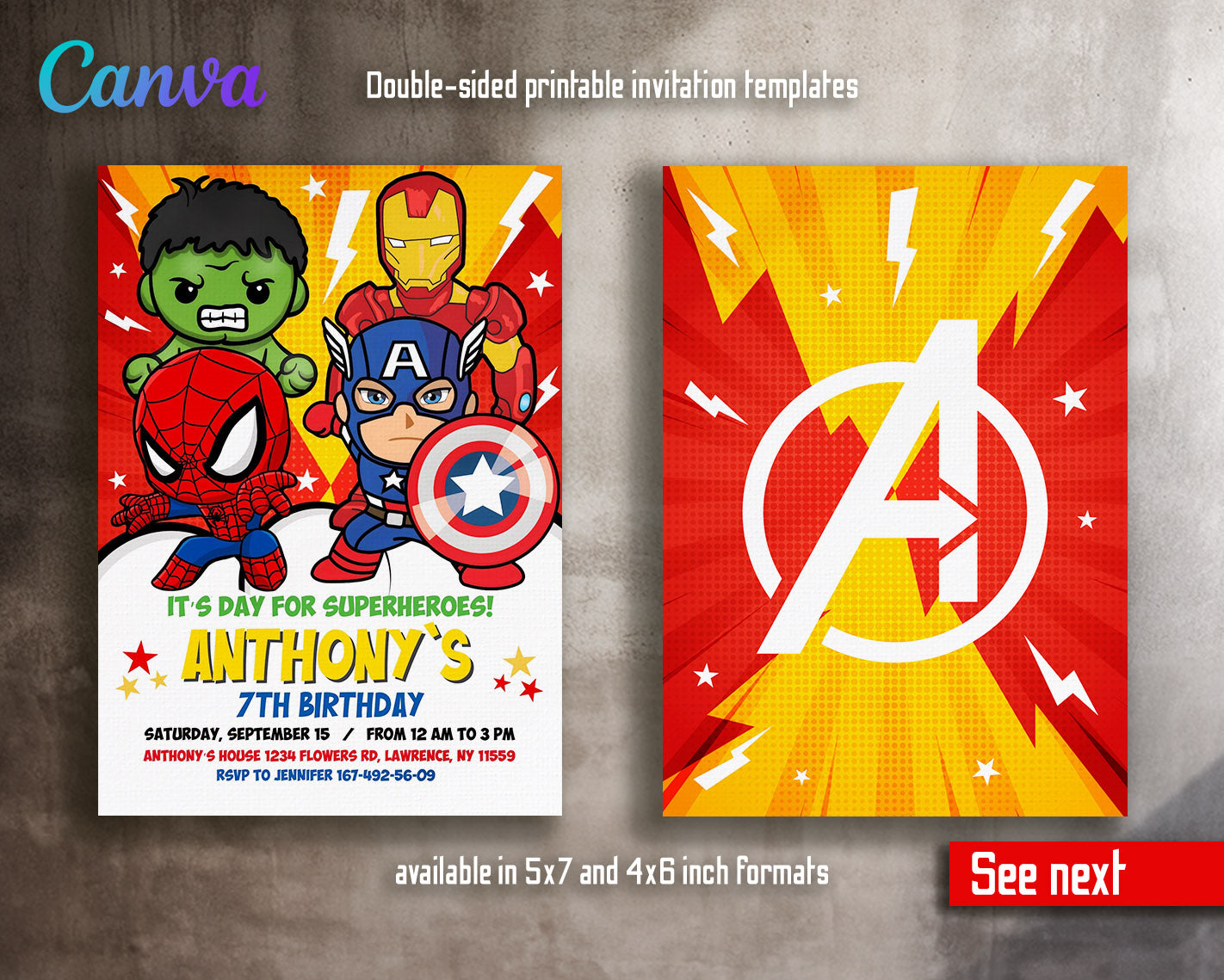 Avengers Marvel Superhero customizable invitation template | Share or Print | boy | KW433