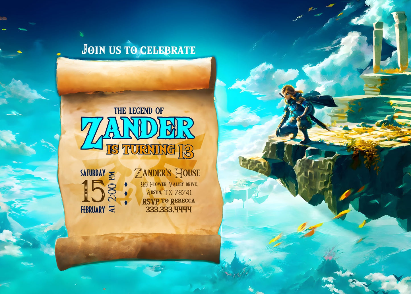 Legend of Zelda customizable invitation template | Share or Print | | BO227