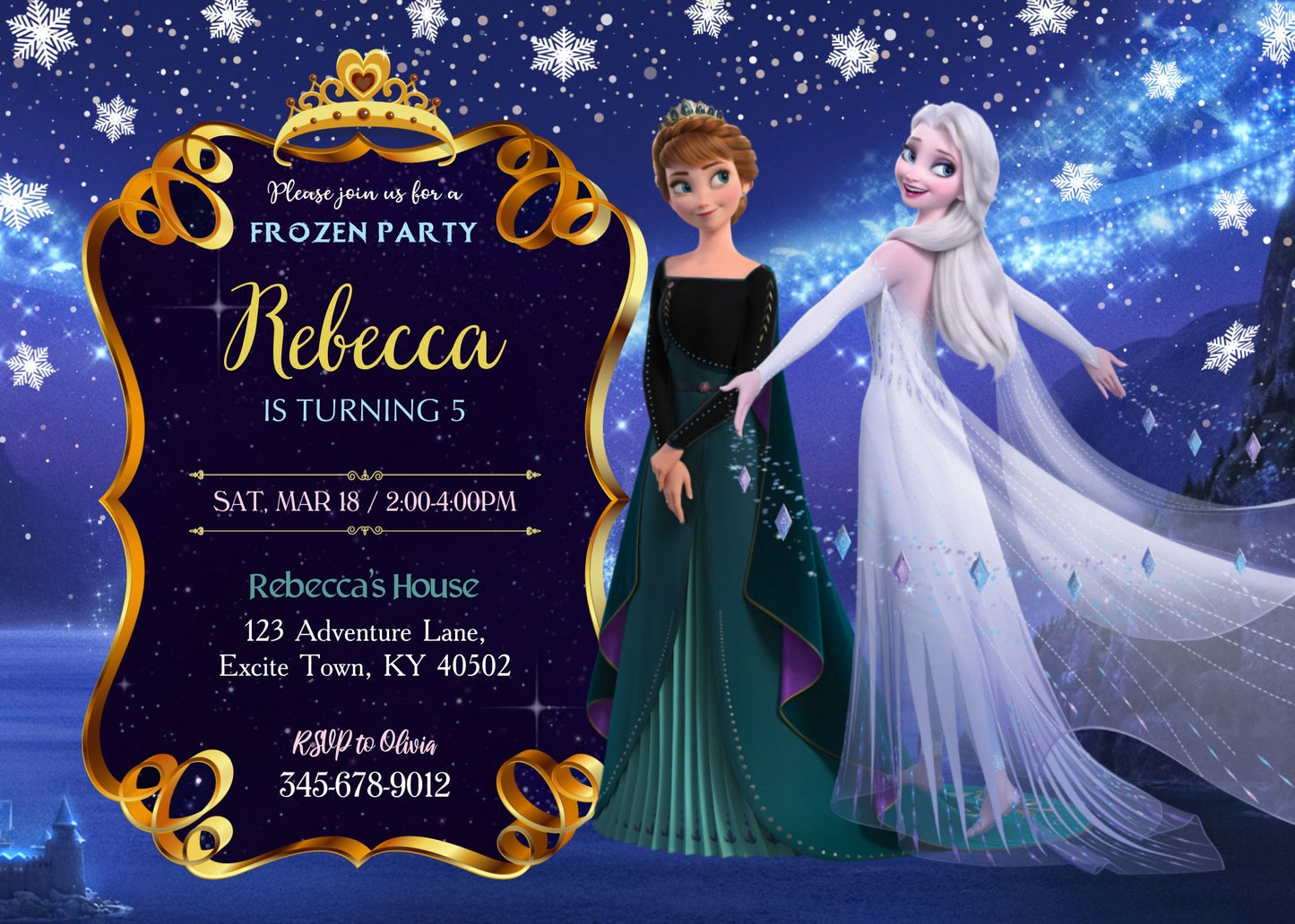 Frozen Elsa customizable invitation template | Share or Print | girl | LO546