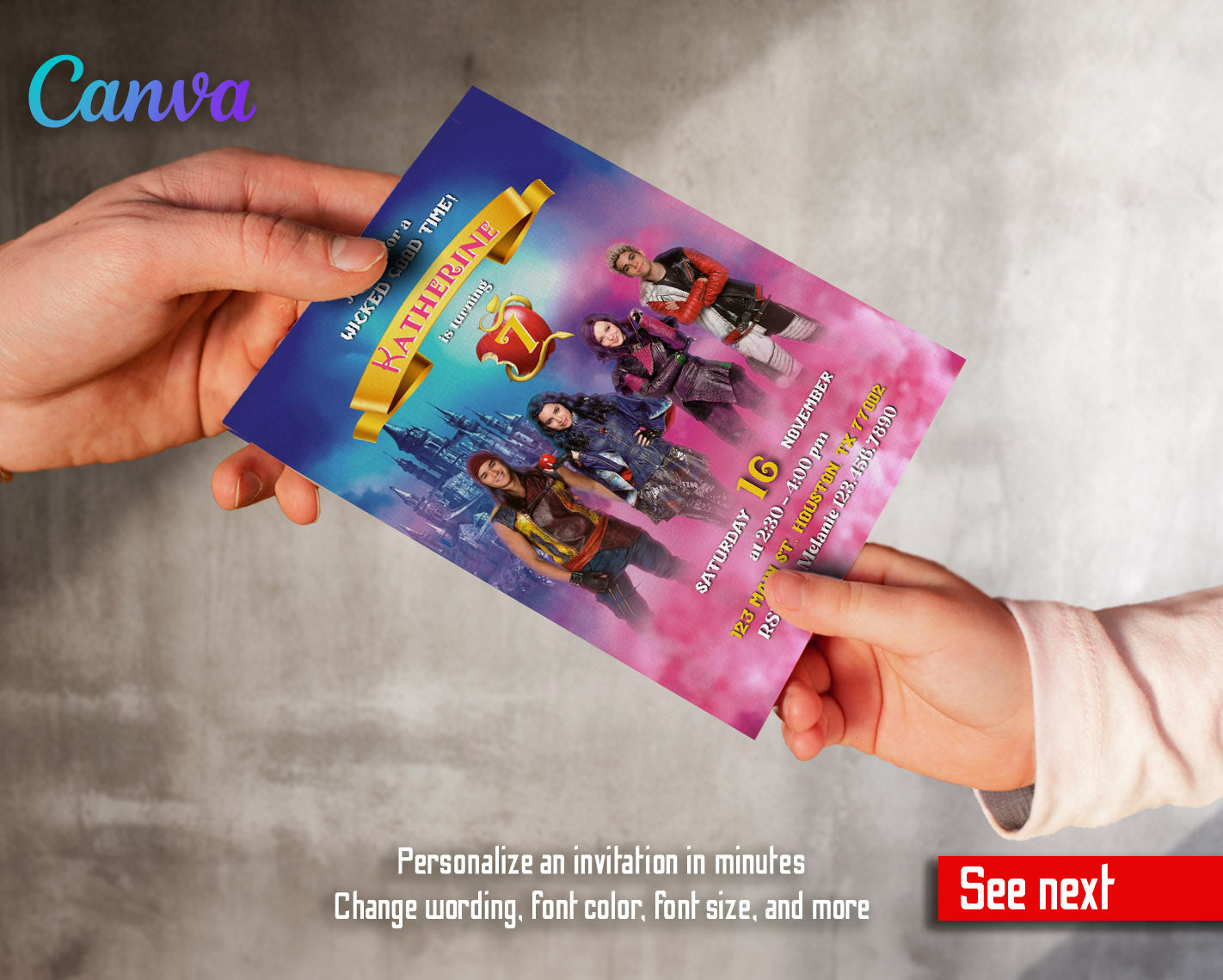 Descendants Disney customizable invitation template | Share or Print | | KQ270