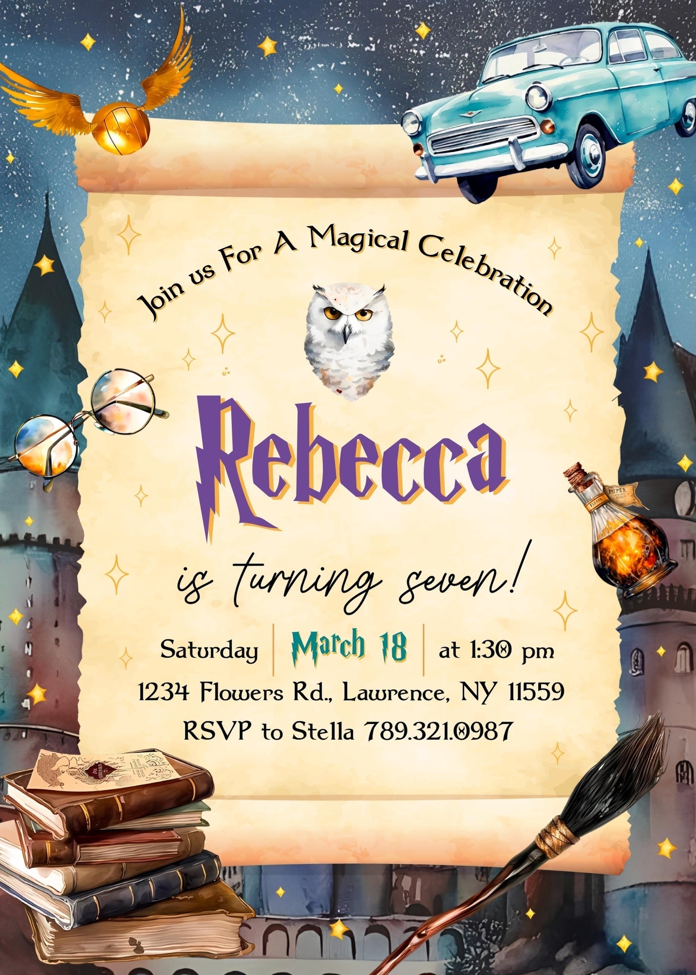 Harry Potter customizable invitation template | Share or Print | | RQ222