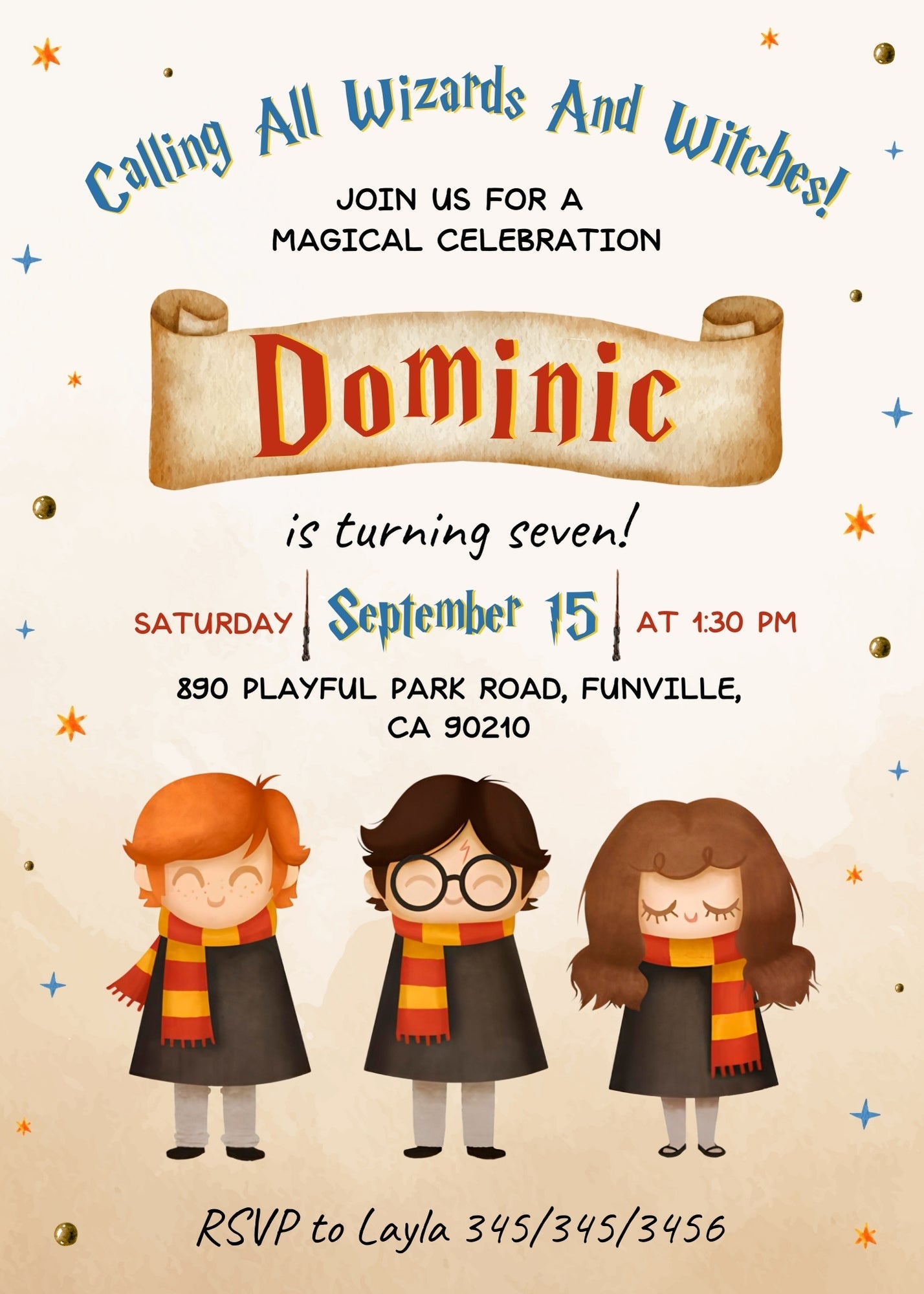 Harry Potter customizable invitation template | Share or Print | | UT257