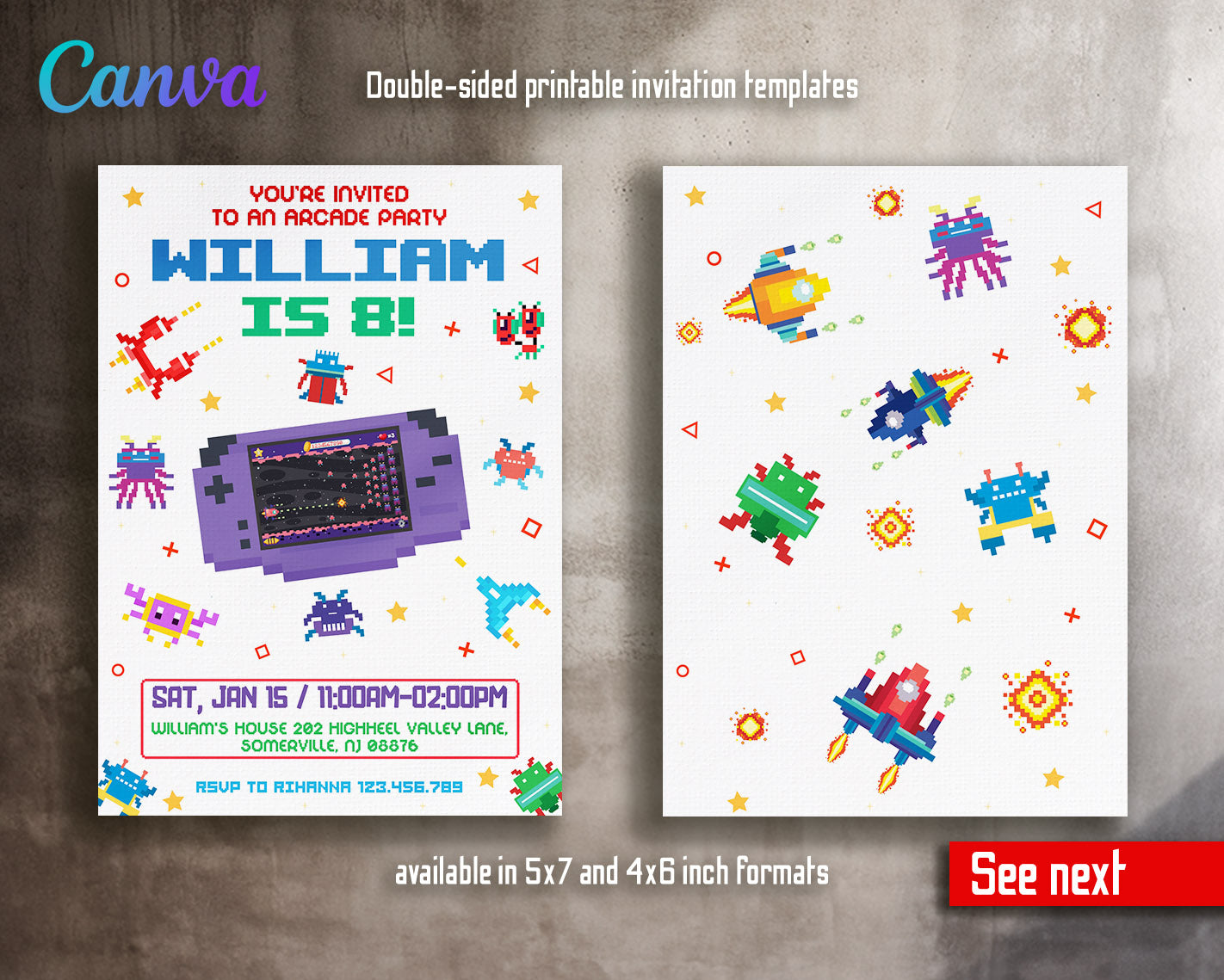Arcade Gamer customizable invitation template | Share or Print | | MS811
