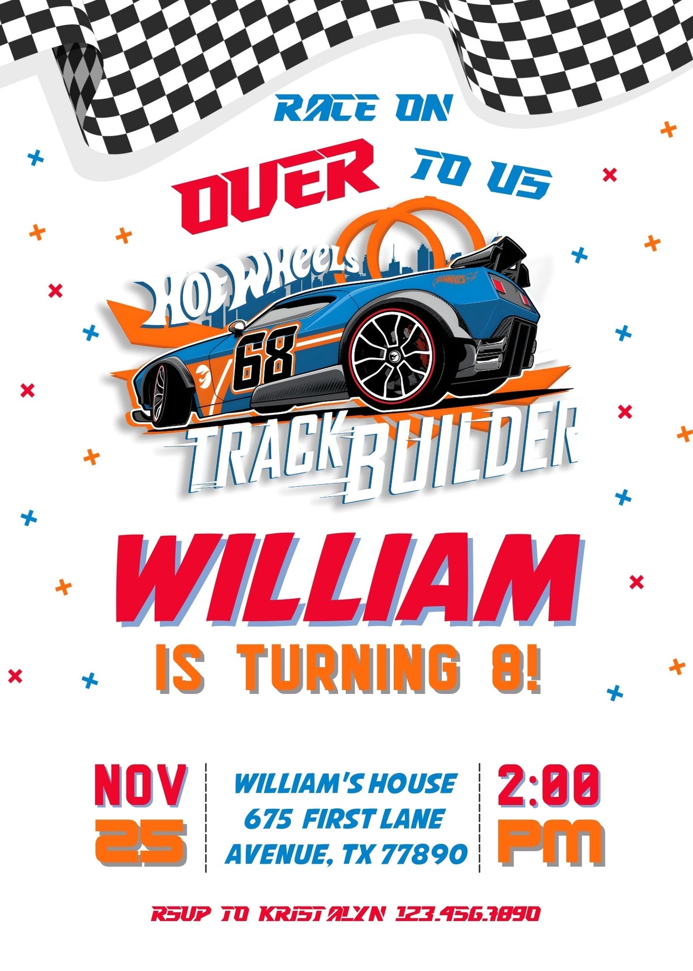 Hot Wheels Racing customizable invitation template | Share or Print | boy | OA337