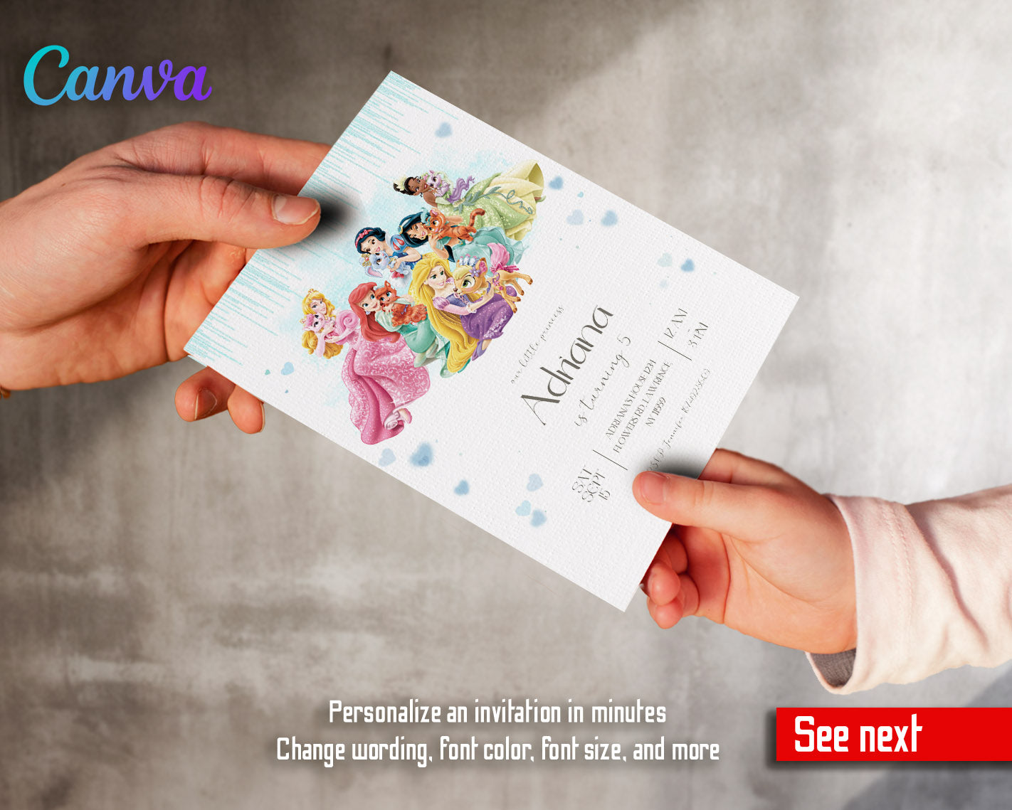 Disney Princess customizable invitation template | Share or Print | girl | NJ663