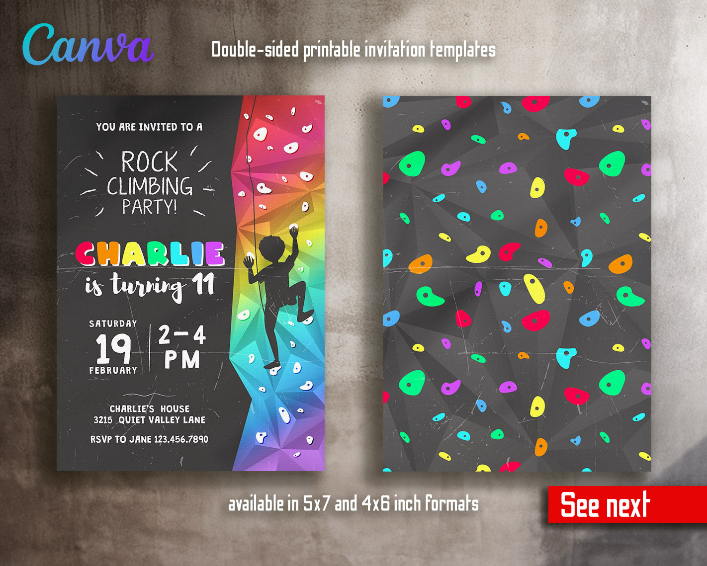Rock Climbing customizable invitation template | Share or Print | | YT823