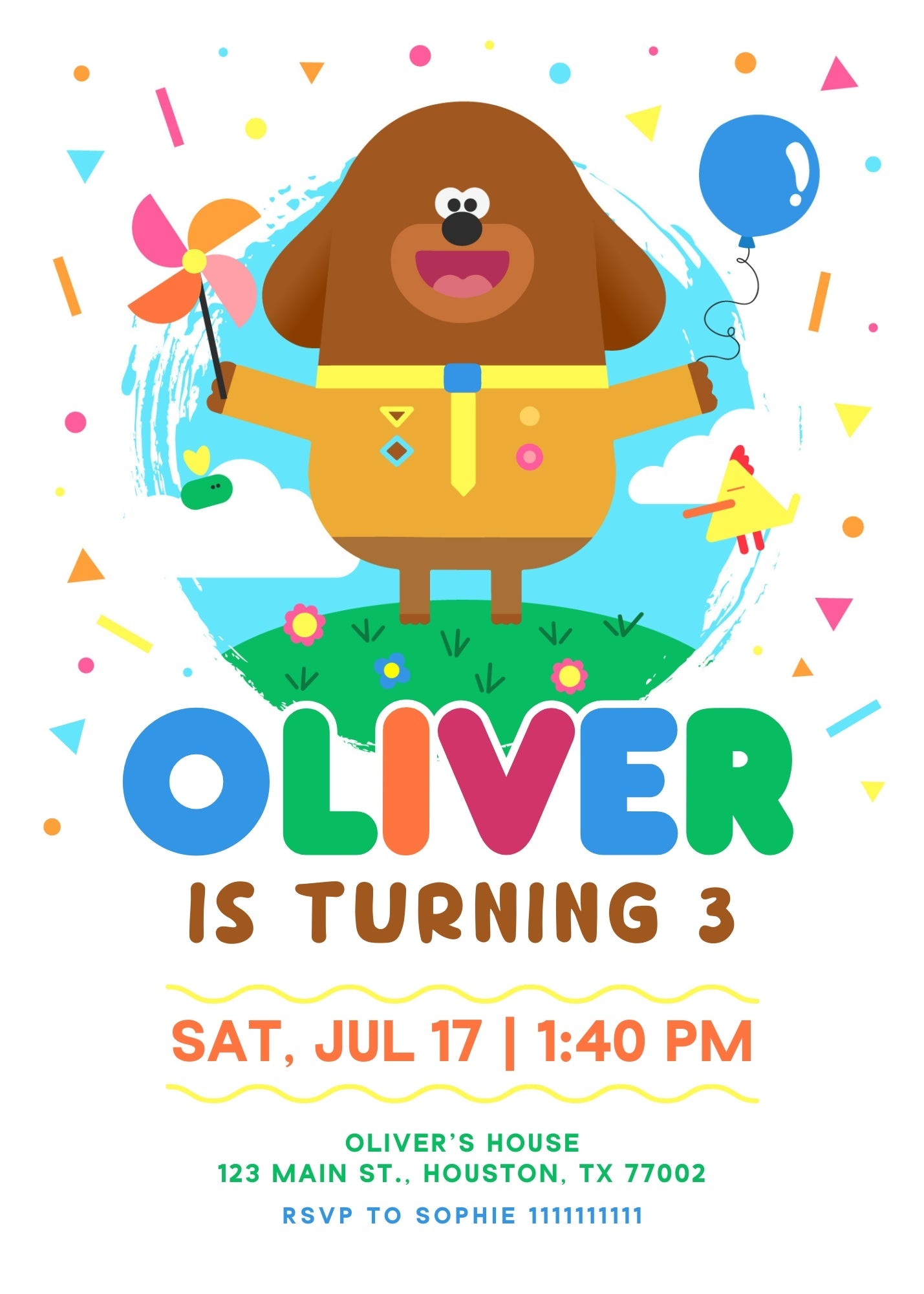 Hey Duggee customizable invitation template | Share or Print | | OP824