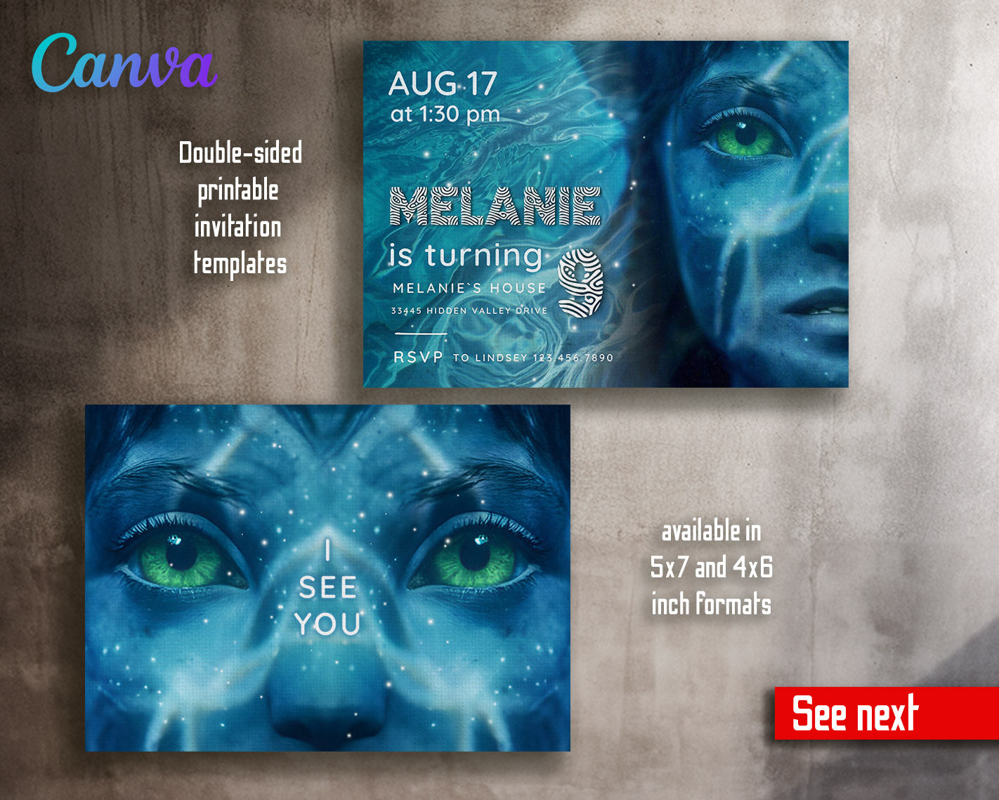 Avatar The Way of Water customizable invitation template | Share or Print | | VD867