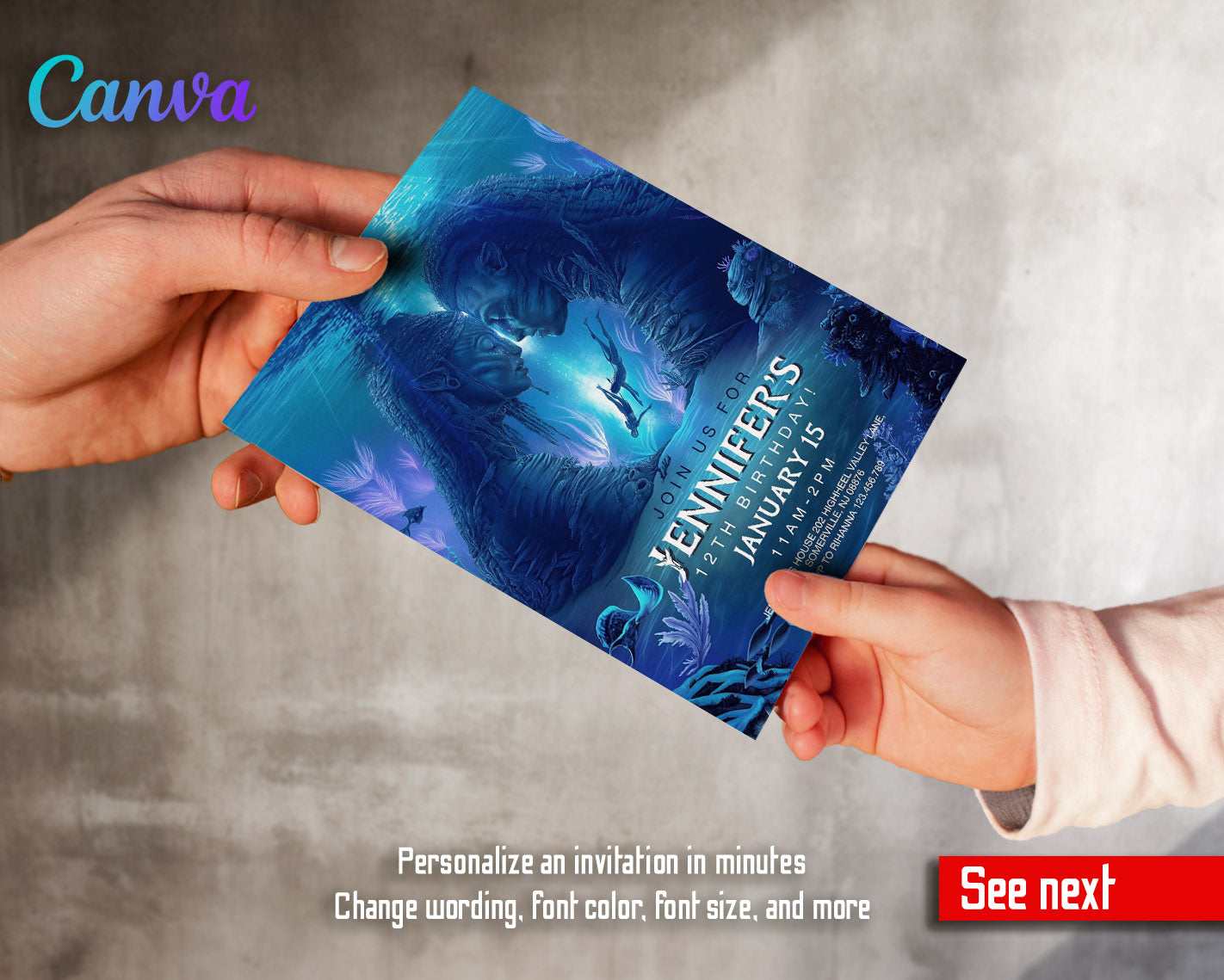 Avatar The Way of Water customizable invitation template | Share or Print | | PX527