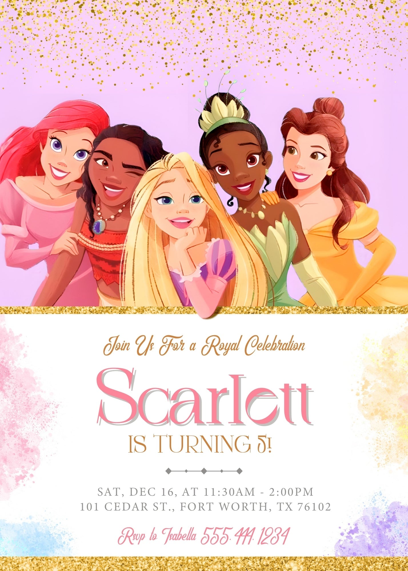 Disney Princess customizable invitation template | Share or Print | girl | JQ314
