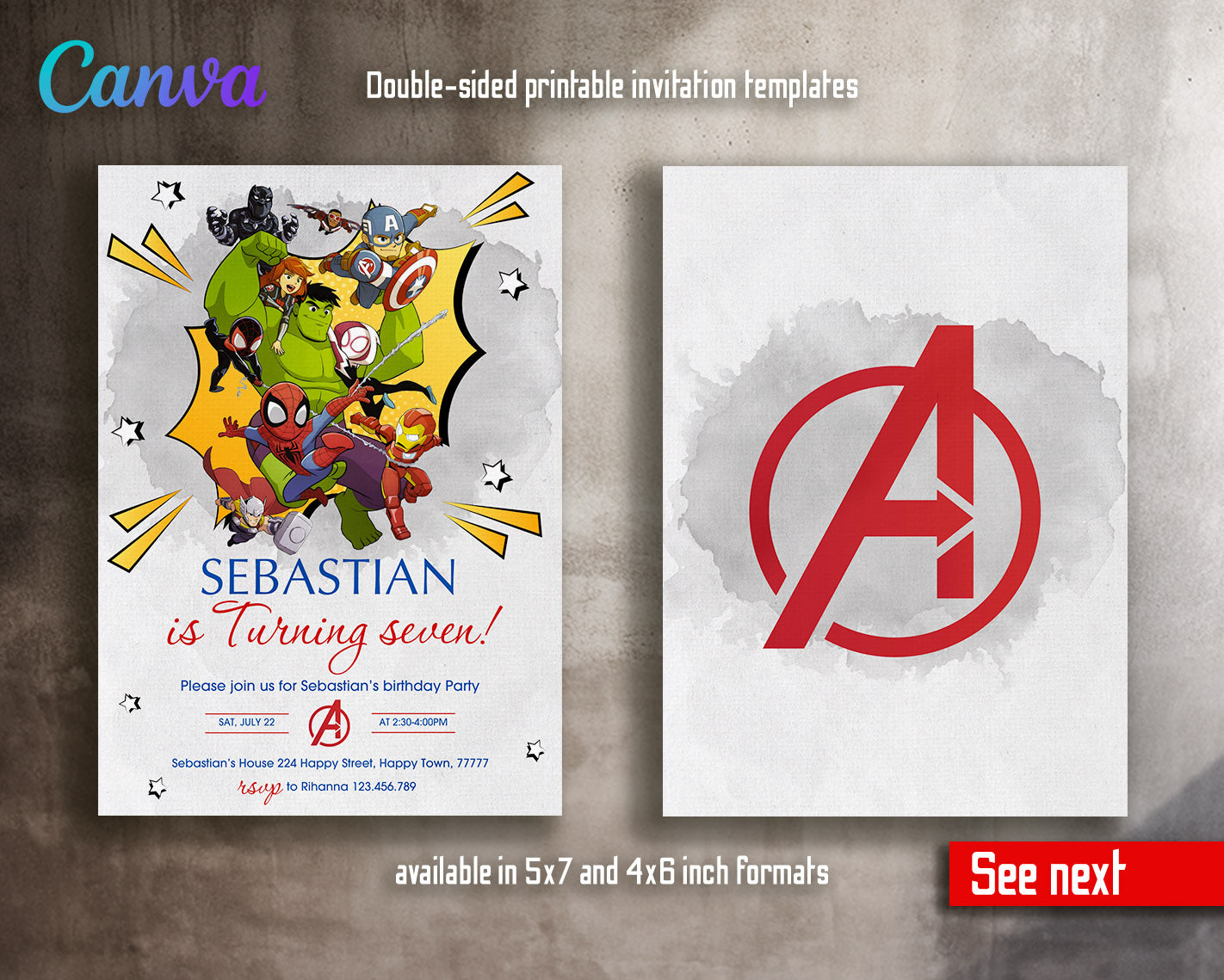 Avengers Marvel Superhero customizable invitation template | Share or Print | boy | AH350