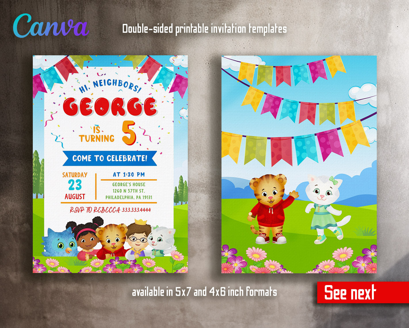 Daniel Tiger's Neighborhood customizable invitation template | Share or Print | | AN977