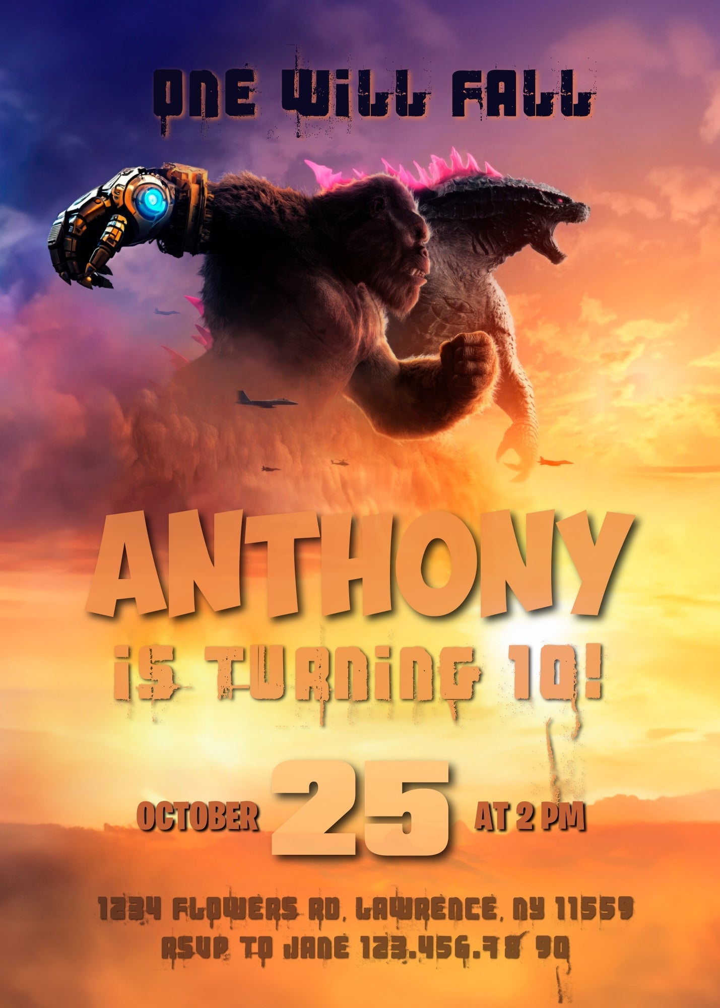 Godzilla X King Kong customizable invitation template | Share or Print | | US396