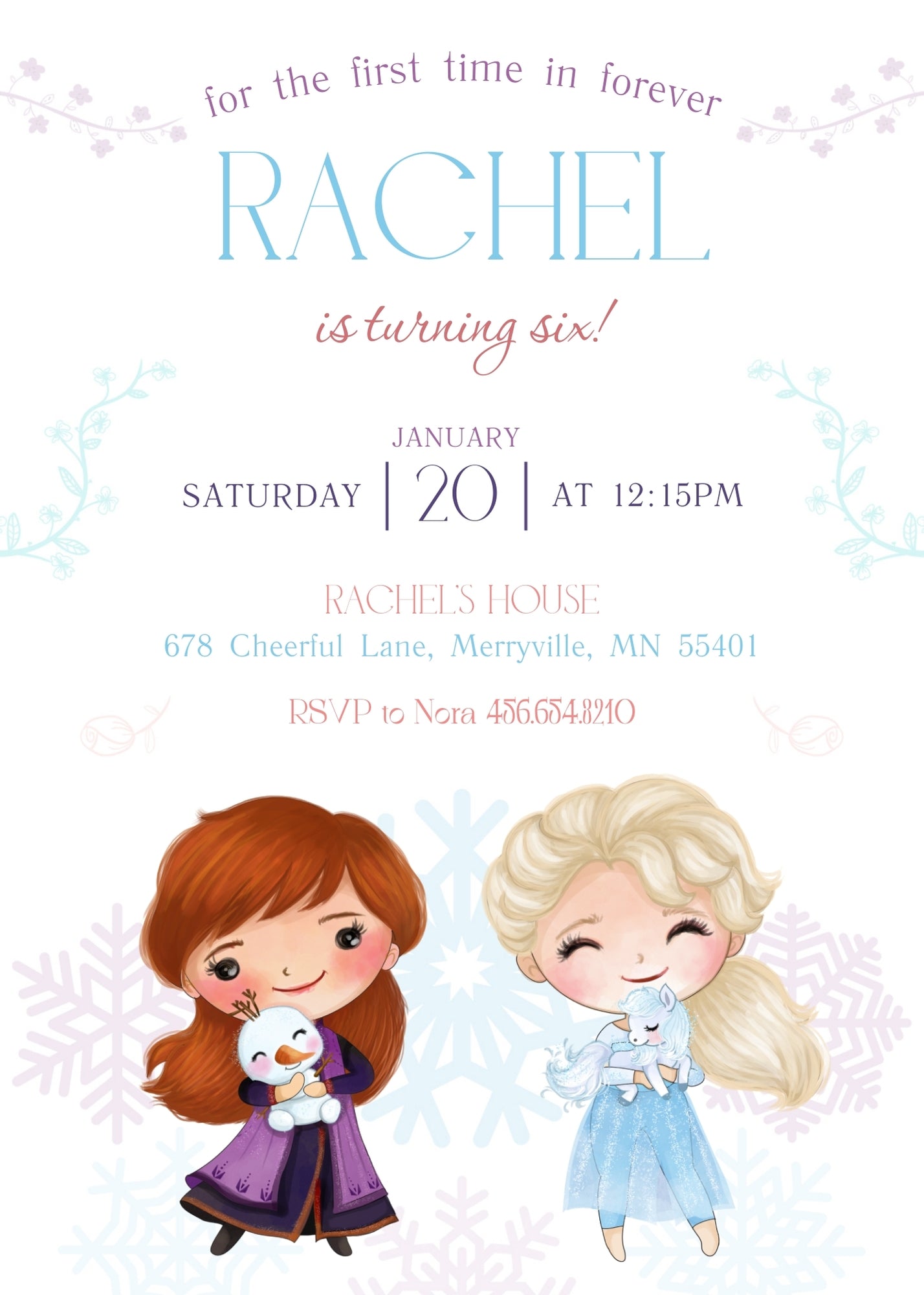 Frozen Elsa customizable invitation template | Share or Print | girl | IS082