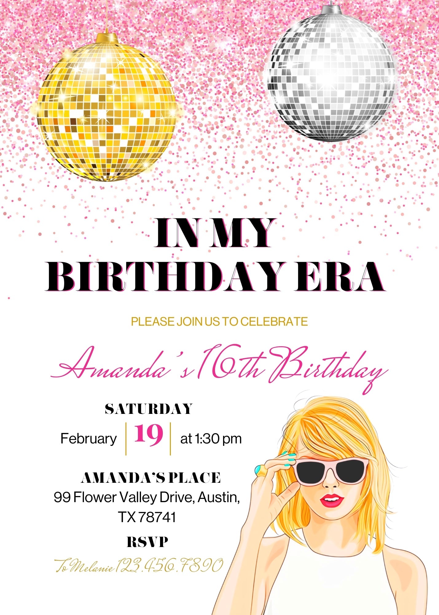 Taylor Swift Eras Tour customizable invitation template | Share or Print | girl | PE221