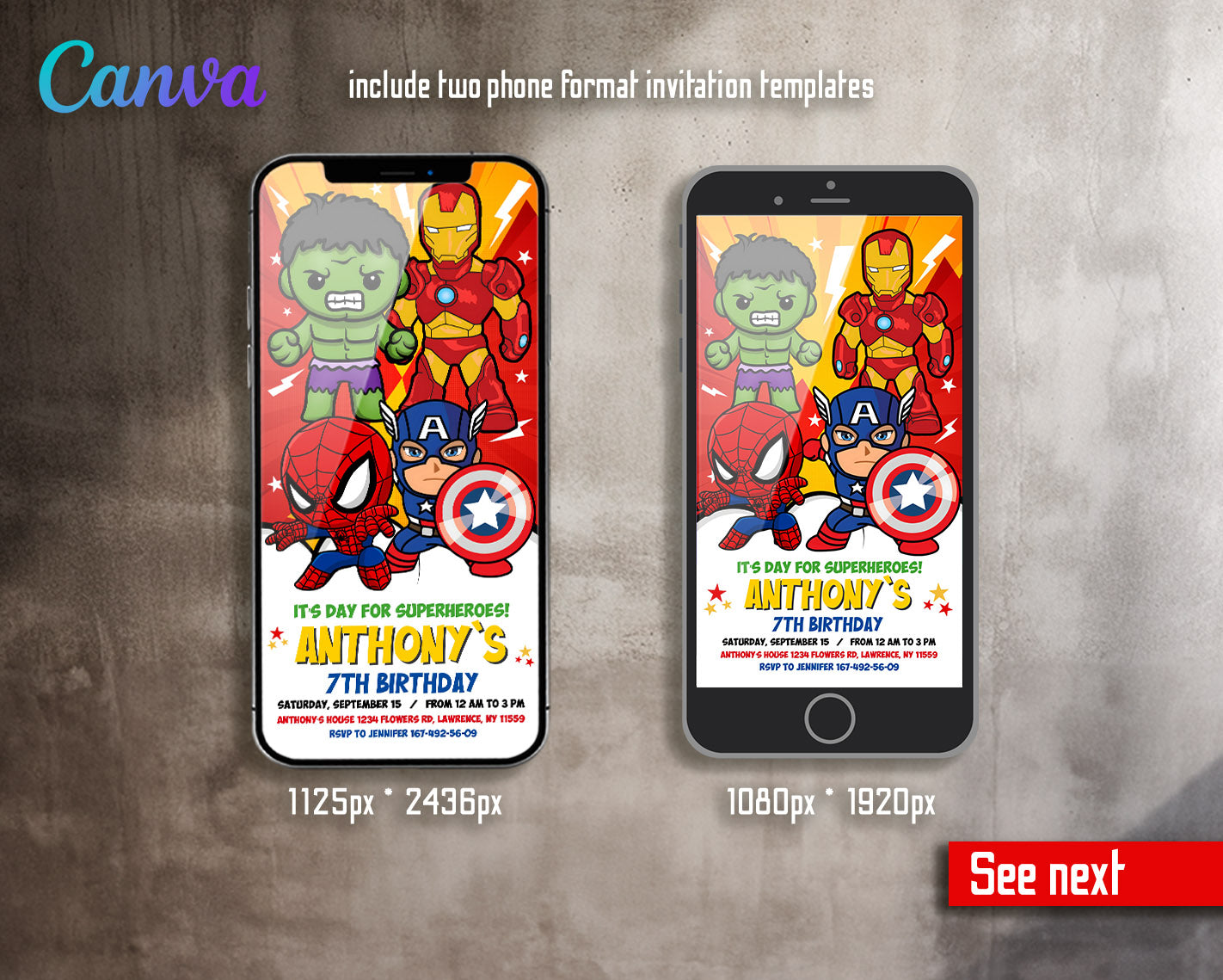 Avengers Marvel Superhero customizable invitation template | Share or Print | boy | KW433