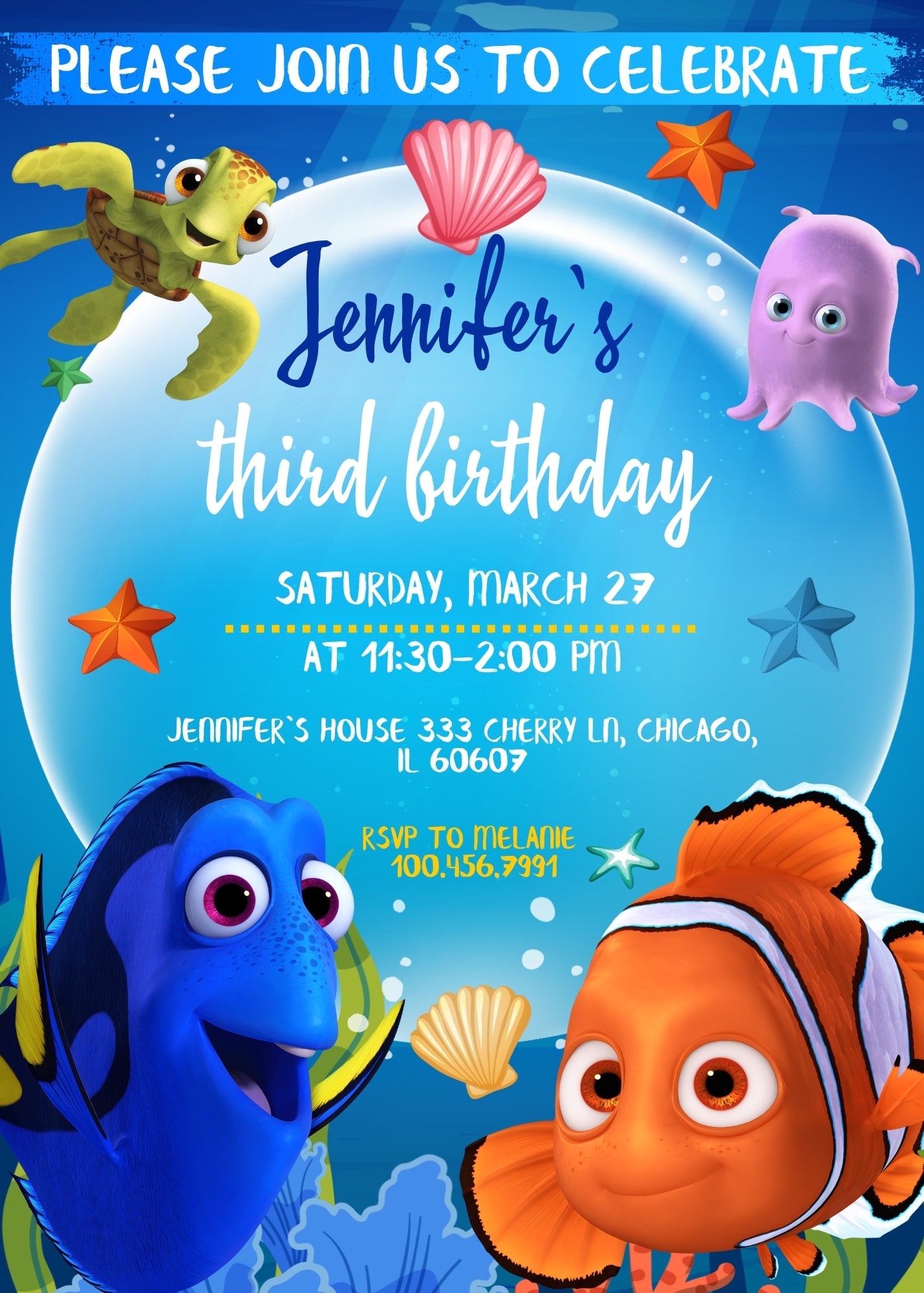 Finding Nemo customizable invitation template | Share or Print | | TG839