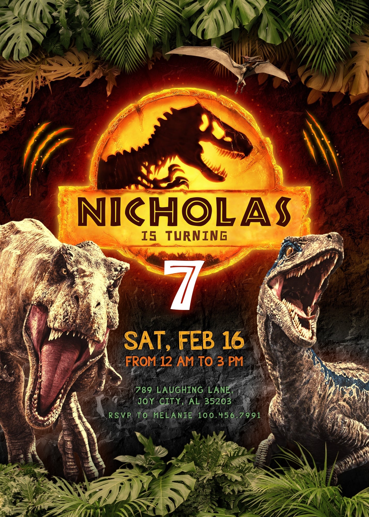 Jurassic World Dinosaur customizable invitation template | Share or Print | | BN802